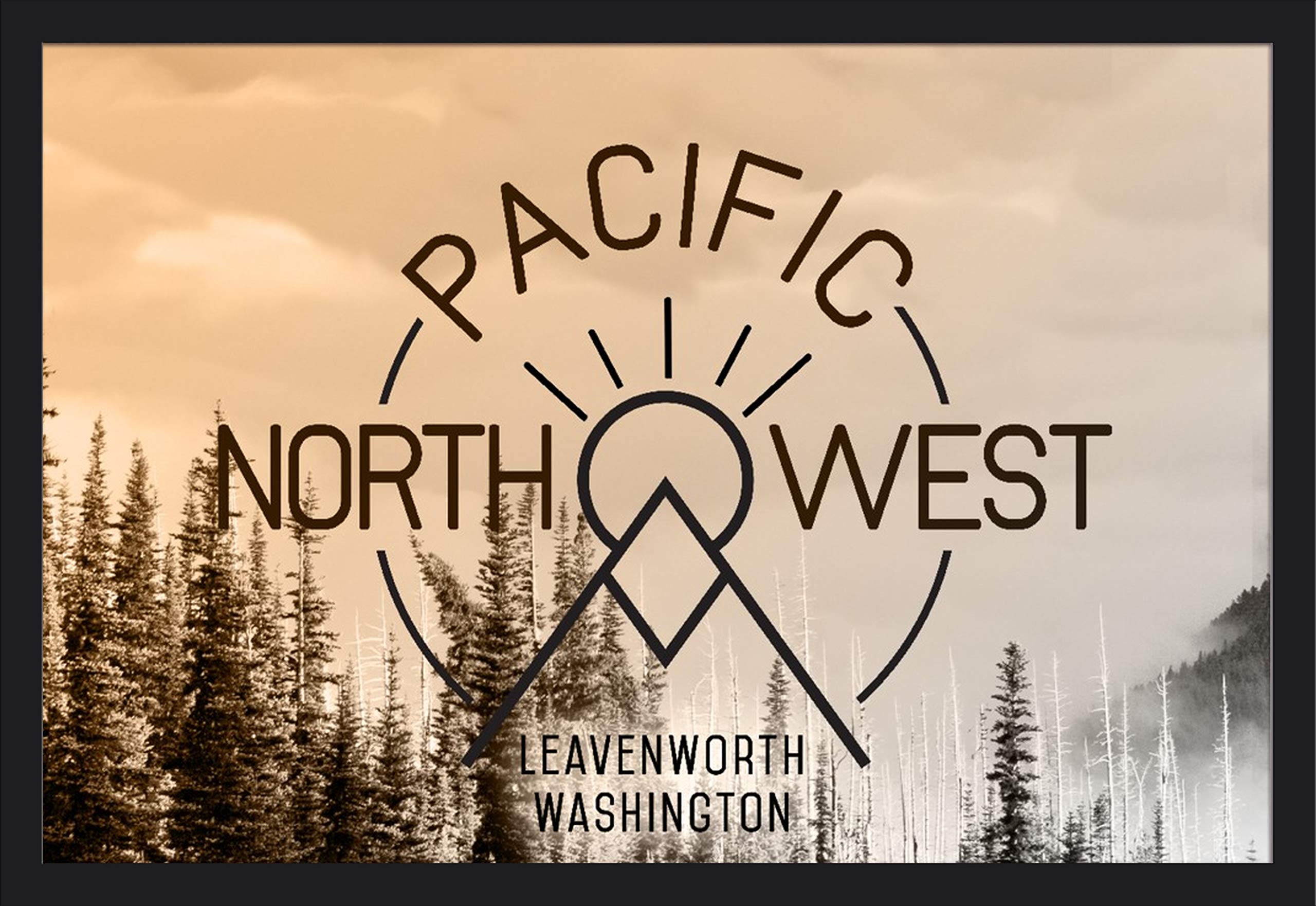 Leavenworth Washington Pacific Northwest Forest Art Print - 36x24 Giclee Gallery Framed in Black Wood - Perfect for Cabin, Lodge & Home Decor