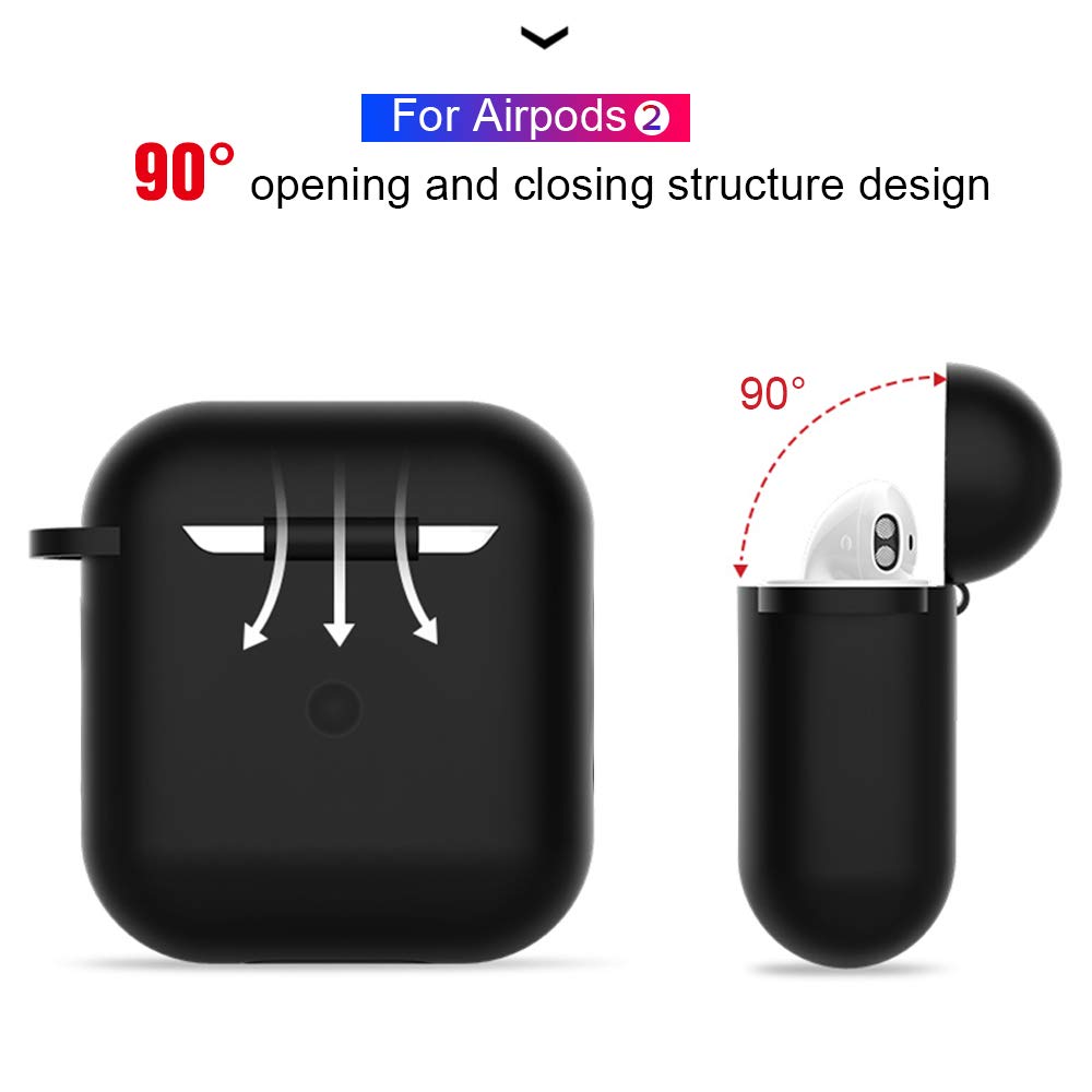 AirPods 2 Protective Case - Soft Silicone Cover with Charging Port & Anti-Lost Carabiner - Shockproof & Durable Earphone Sleeve for AirPods (Dark Blue) - Perfect for Gym, Travel & Everyday Use