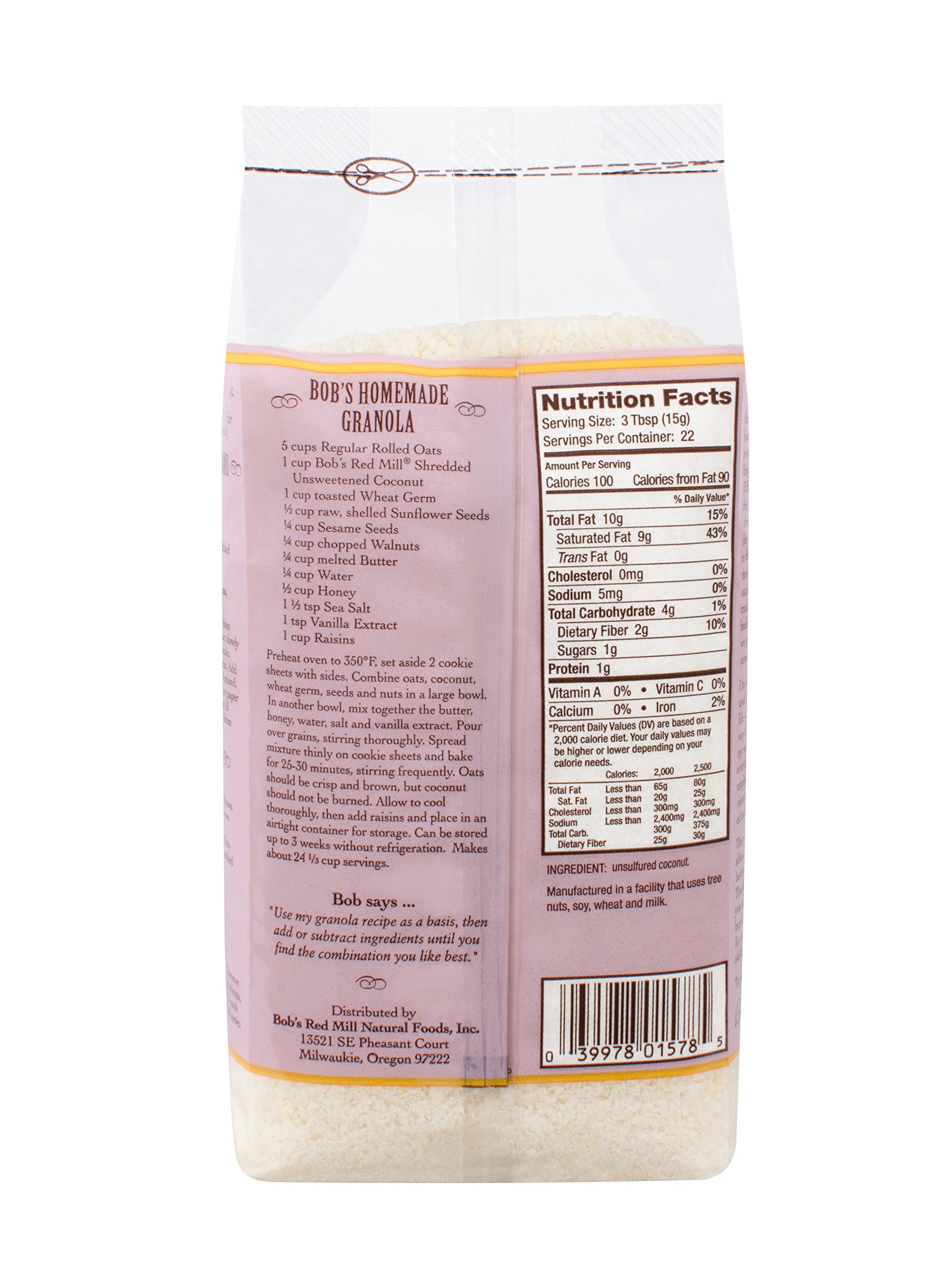 Organic Unsweetened Shredded Coconut by Bob's Red Mill - 12 Ounce (Pack of 4) | Gluten-Free, Vegan, Non-GMO | Perfect for Baking, Smoothies & Healthy Snacks