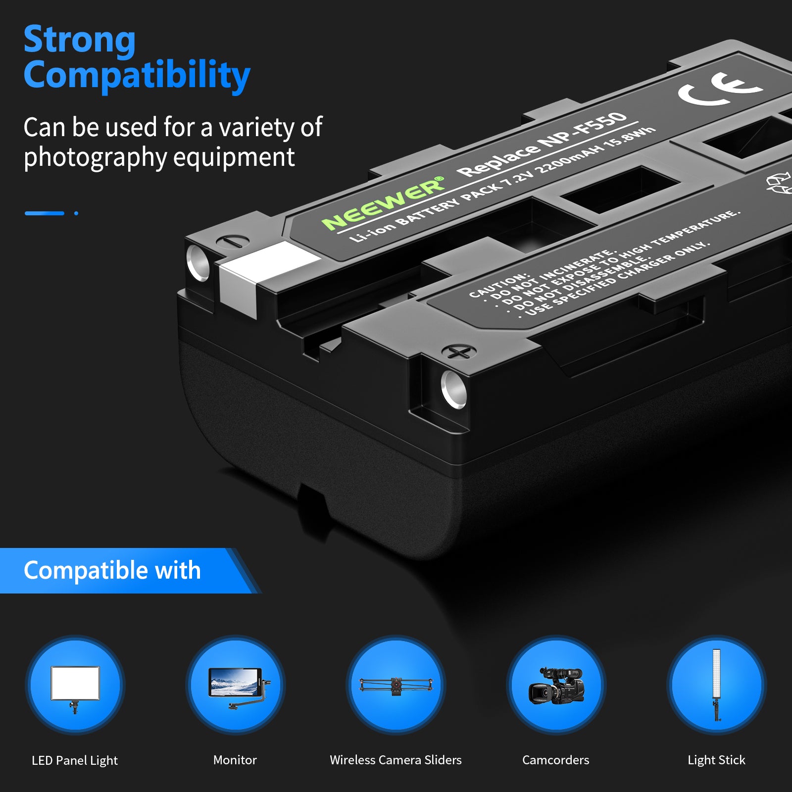 NEEWER NP-F550 NP-F570 Replacement Battery for Sony Camcorders - Compatible with Sony Handycam, Digital Cameras & Video Recorders (Great for Travel Vlogging & Professional Filming)