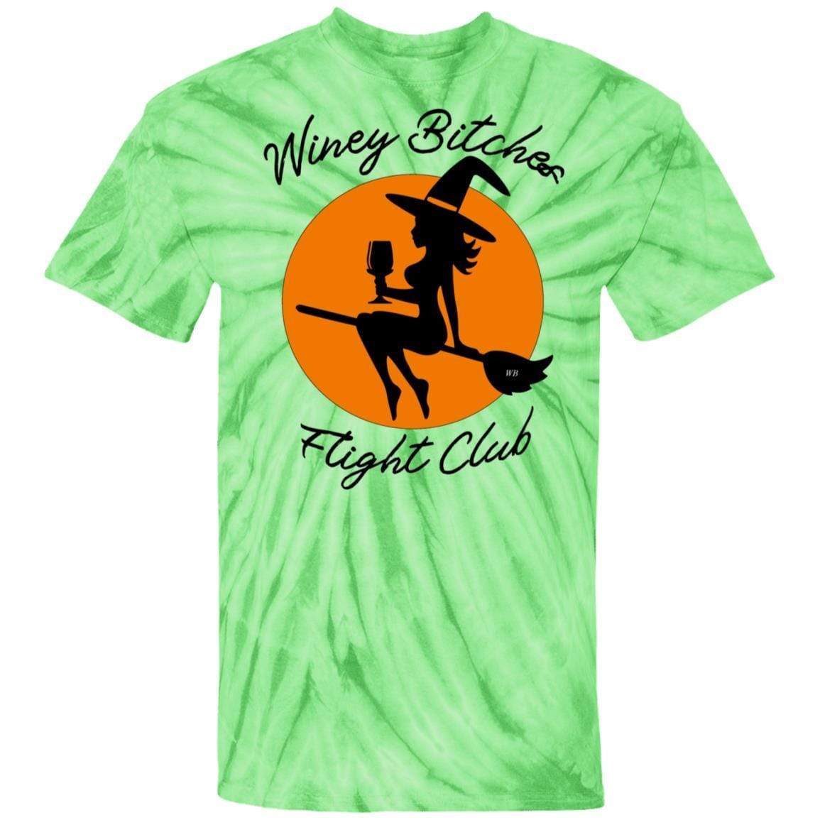 WineyBitches.Co Winey Bitches Flight Club 100% Cotton Tie Dye T-Shirt for Women | Soft & Comfortable Casual Tee | Perfect for Wine Tasting, Girls Night Out & Summer Festivals