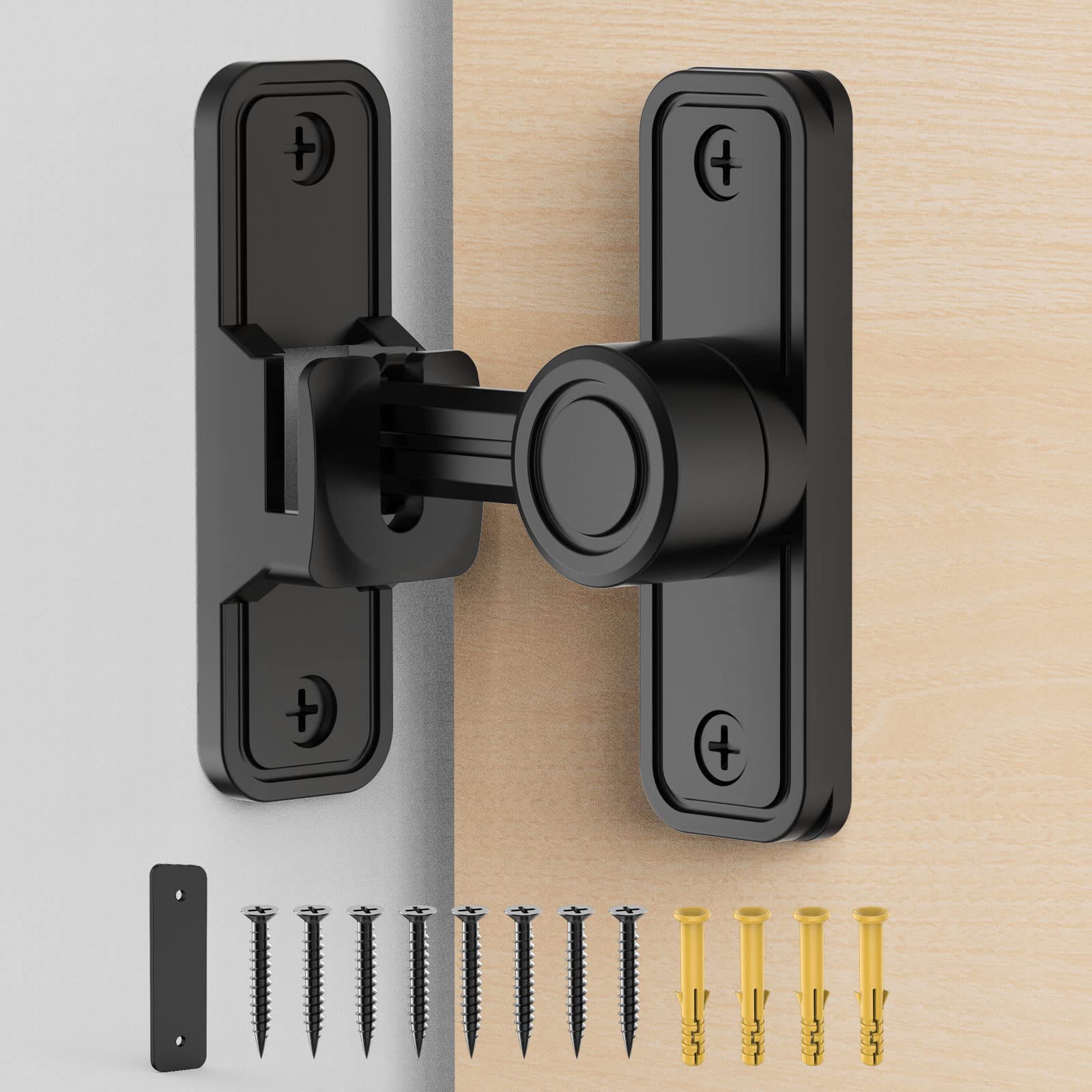 90 Degree Sliding Barn Door Lock Hardware - Black Flip Gate Latch for Barn Doors, Garden, Bathroom, Outdoor, Garage & Window | Secure & Stylish Home & Commercial Use