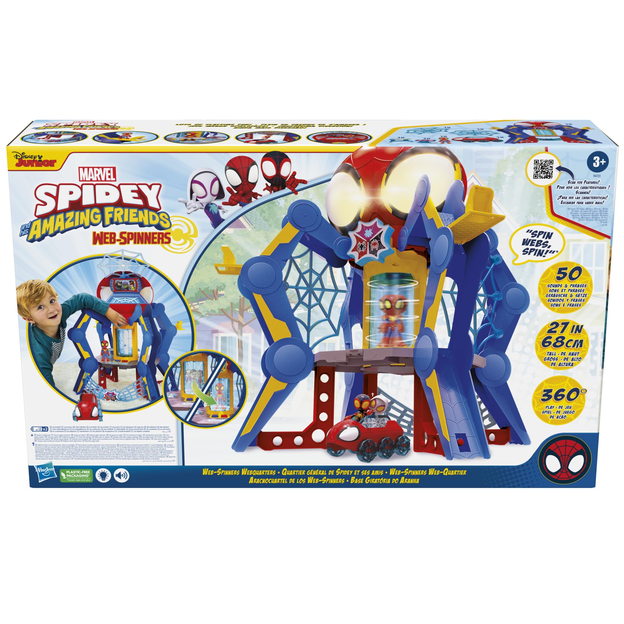 Spidey and His Amazing Friends Web-Spinners Web-Quarters Playset - Marvel Superhero Action Figure Toy Set with Vehicle & Accessories for Kids Ages 3+ | Pretend Play, Birthday Gift, Superhero Adventure Roleplay
