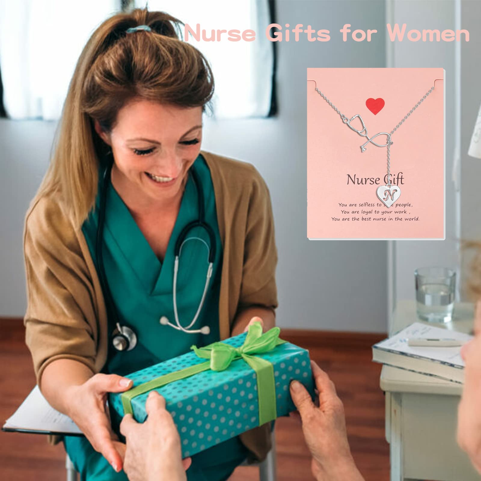 **Personalized Nurse Necklace for Women - Engraved Initial Nursing Graduation Gift, Nurse Appreciation Jewelry for Nurses Week & School Graduation - Perfect for Daily Wear & Special Occasions**