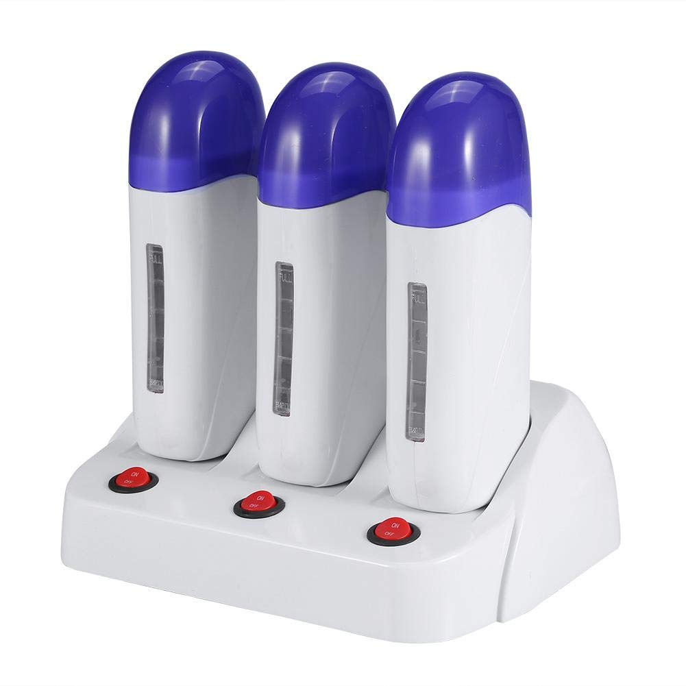 3 Station Roller Wax Warmer for Professional Hair Removal - Waxing Roller Heater with Cartridges for Smooth Skin - At-Home & Salon Body Waxing Machine (#6) - Perfect for Legs, Arms, Bikini & Facial Hair Removal