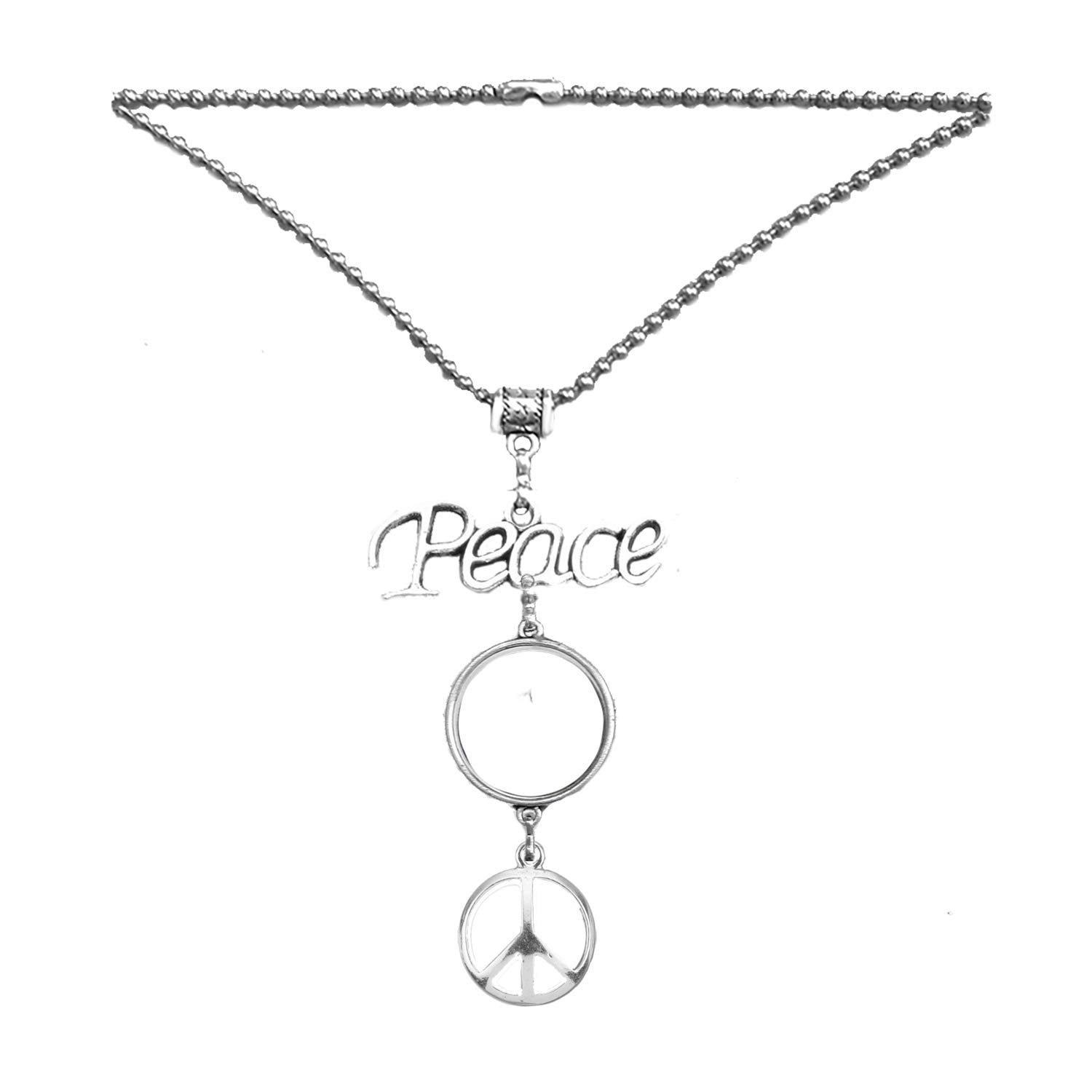 Silver Bling Military Insignia & Peace Sign Mirror Car Charm Hanger with Adjustable Chain - Support Our Troops - Perfect for Military Appreciation Gifts, Car Decor & Patriotic Accessories