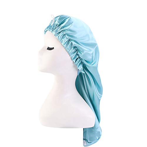 Extra Long Satin Bonnet for Sleeping - Large Sleep Cap for Braids & Natural Hair - Adjustable Foldable Bonnet with Button Closure - Perfect for Nighttime Hair Protection & Travel