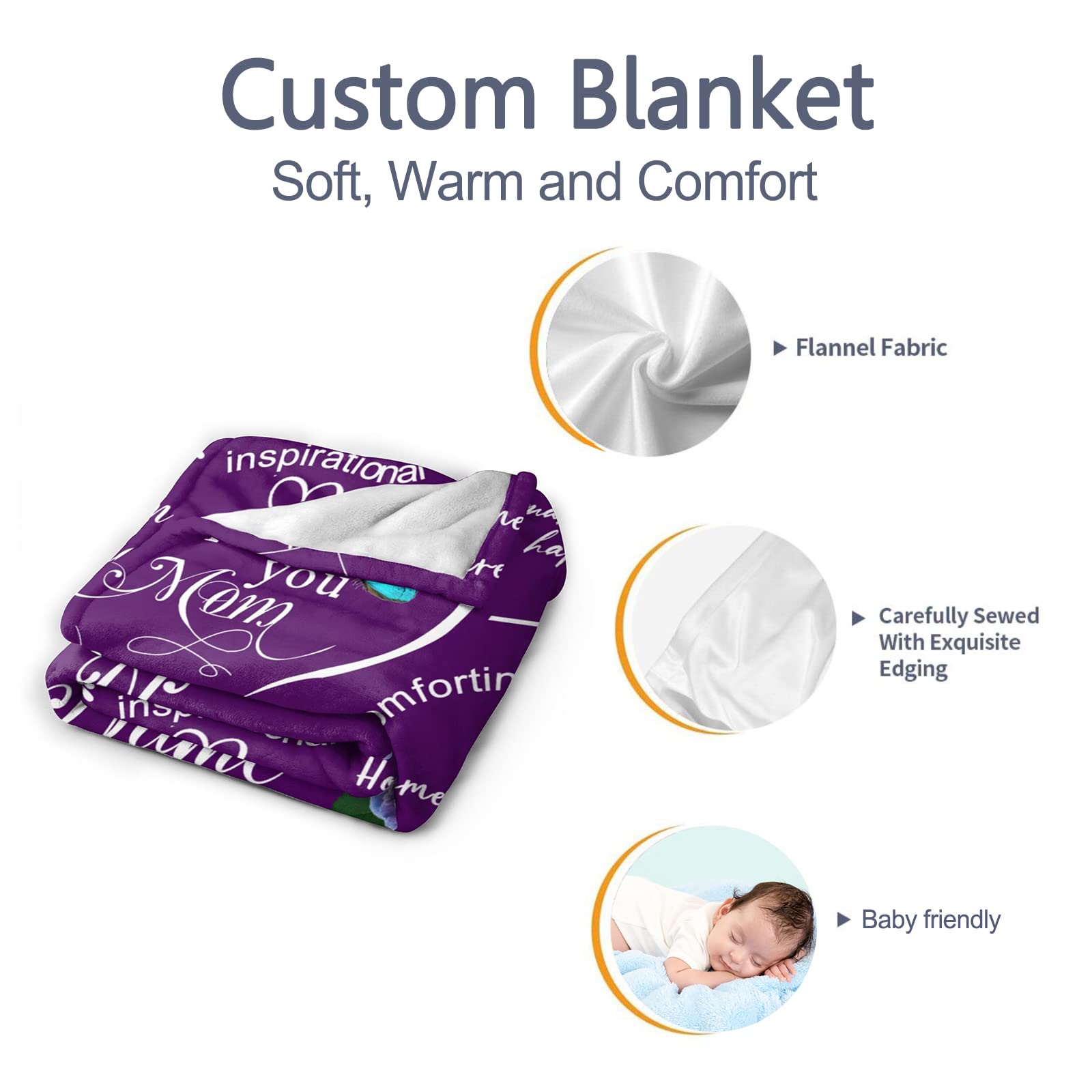 **Personalized Custom Blanket for Mom - Heartwarming Gift from Daughter or Son - Soft Letter Throw Blanket for Couch, Bed & Sofa - Perfect for Mother's Day, Birthday & Cozy Family Moments**