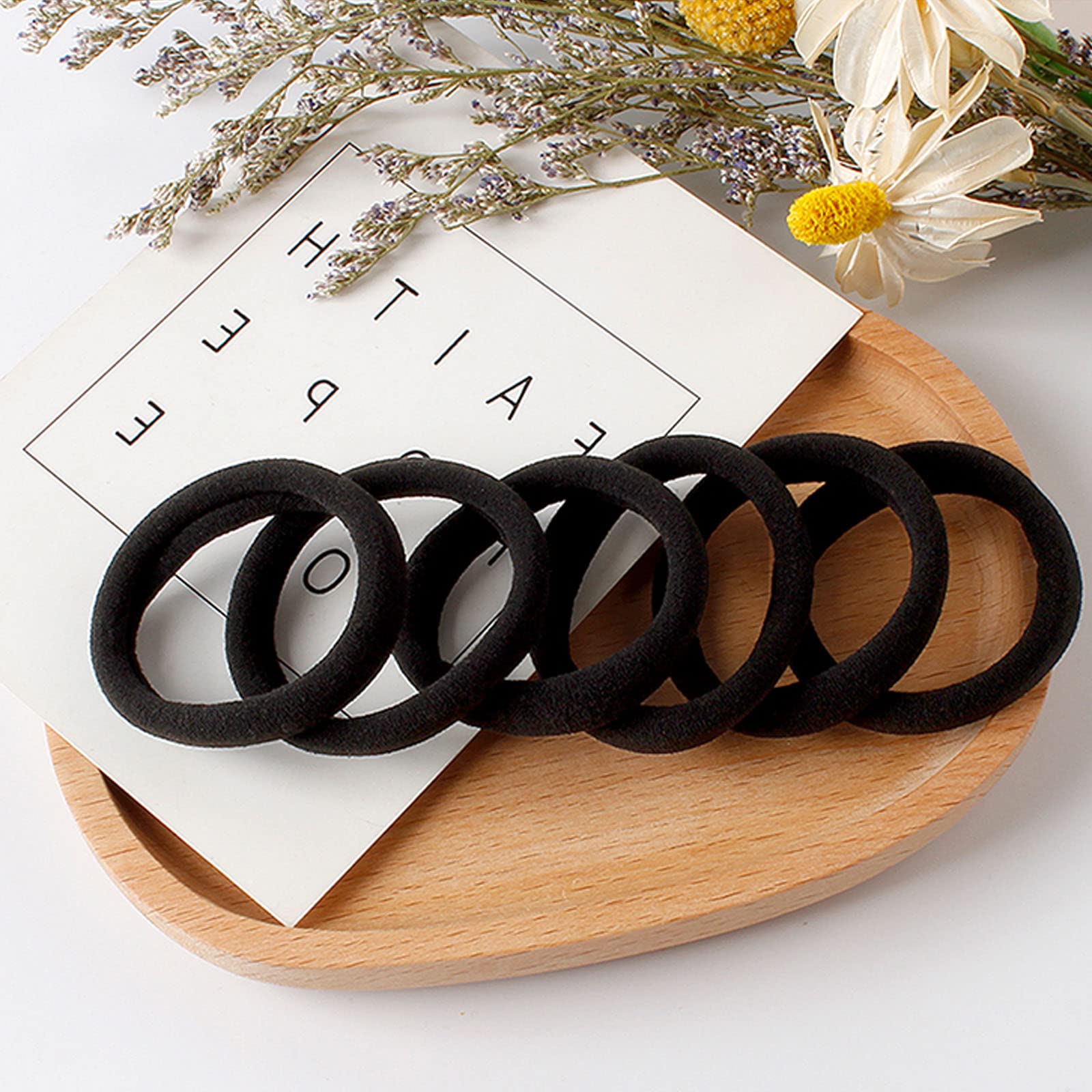 60 Pieces Black Hair Ties - DKDDSSS Elastic Ponytail Holders for Women, Men & Kids - Soft Hair Bands for Daily Use, Sports, Work & School