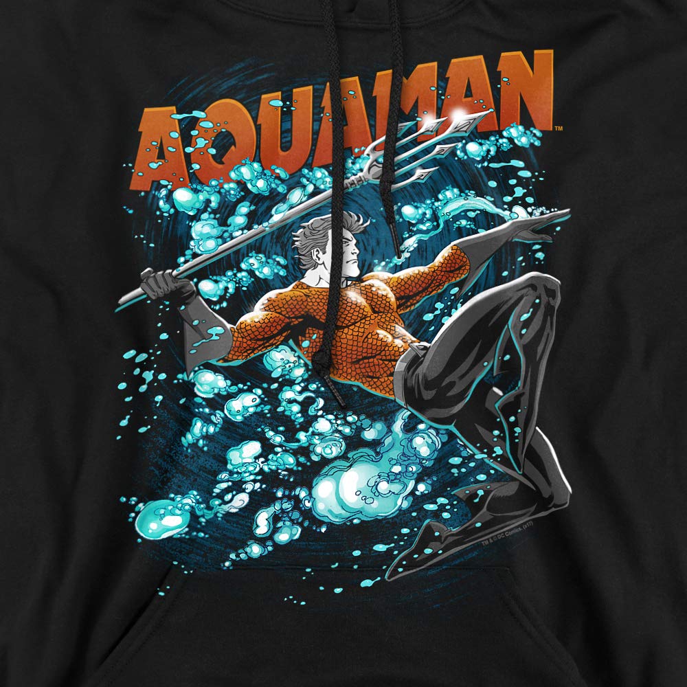Trevco JLA Aqua Bubbles Unisex Hoodie for Men & Women - Soft Pullover Sweatshirt for Casual Wear, Lounge & Superhero Fans