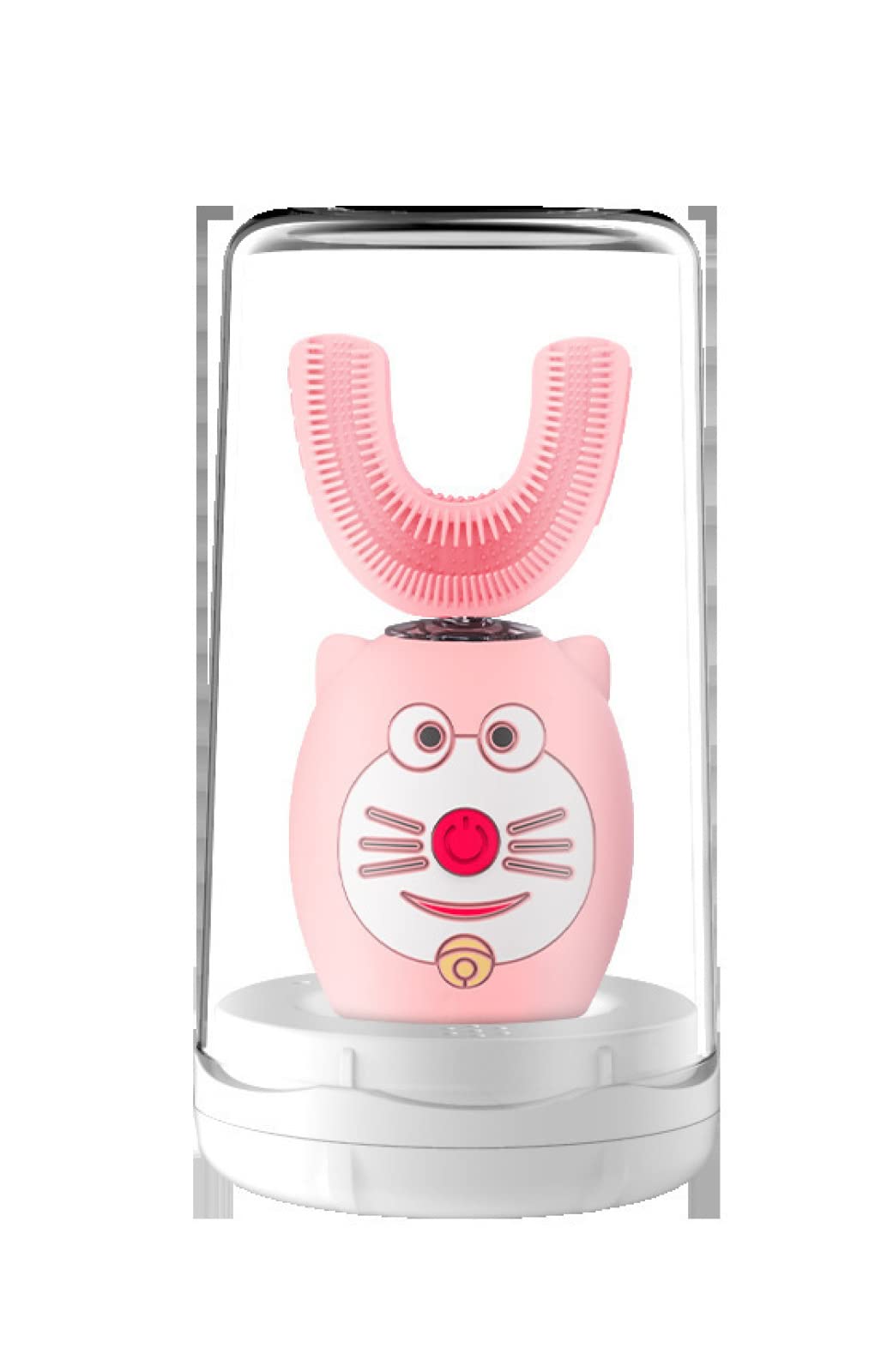 Kids Electric Toothbrush - U-Shaped Automatic Sonic Toothbrush for Children Ages 8-14 | Soft Bristles, Lazy Mouth Brushing Design | Pink Cat Theme with Charging Base | Perfect for Daily Oral Care & Travel