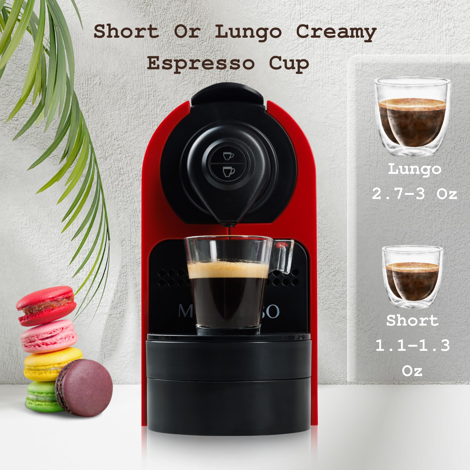 Mixpresso Espresso Machine for Nespresso Compatible Capsules - 19 Bar Italian Coffee Maker with Programmable Single Serve & High Pressure Pump (1400W, 27oz, Red) - Perfect for Home, Office, and Small Kitchen Use