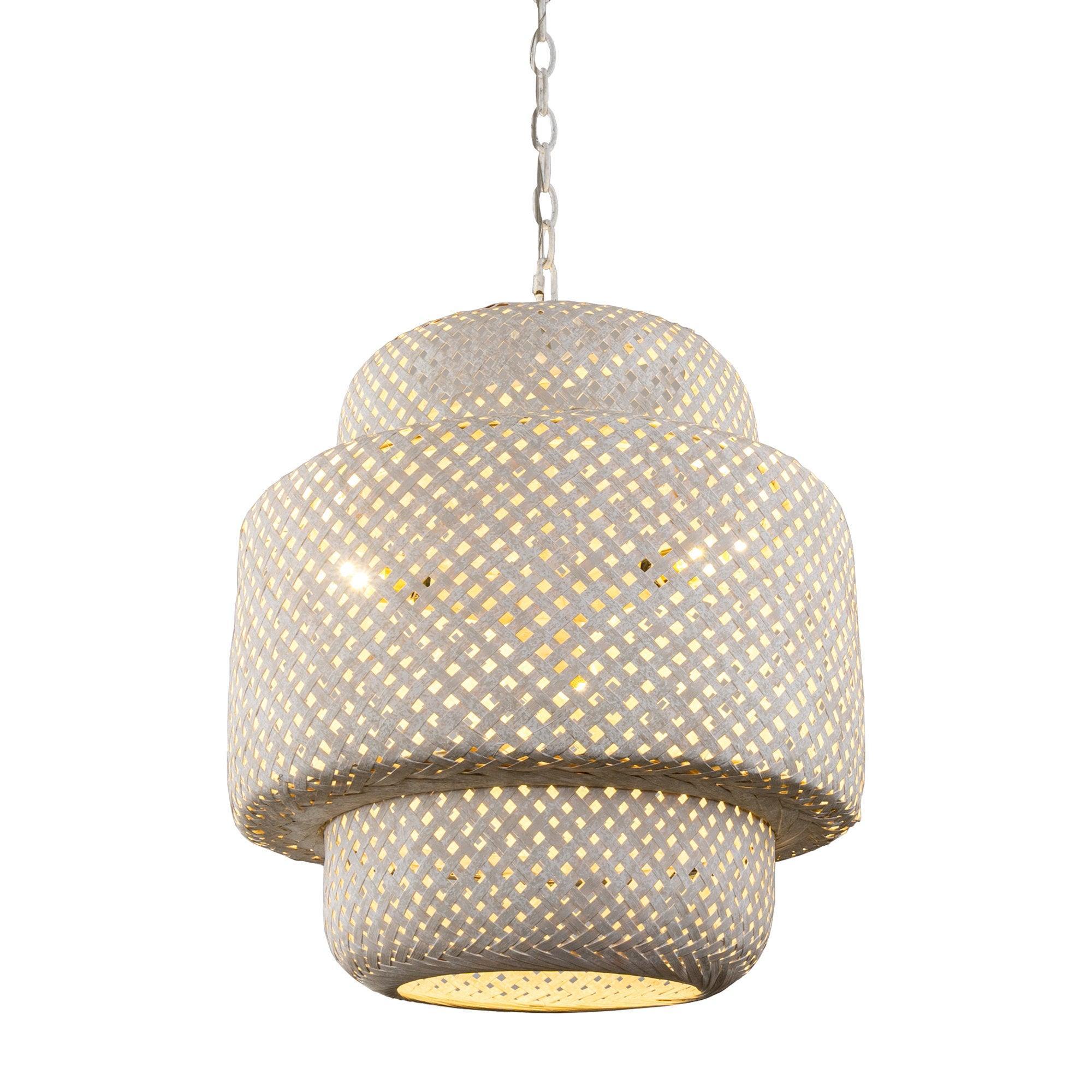 Rustic 3-Light White Farmhouse Pendant Hanging Light - Dry Rated for Kitchen, Dining Room & Entryway Ceiling Lighting