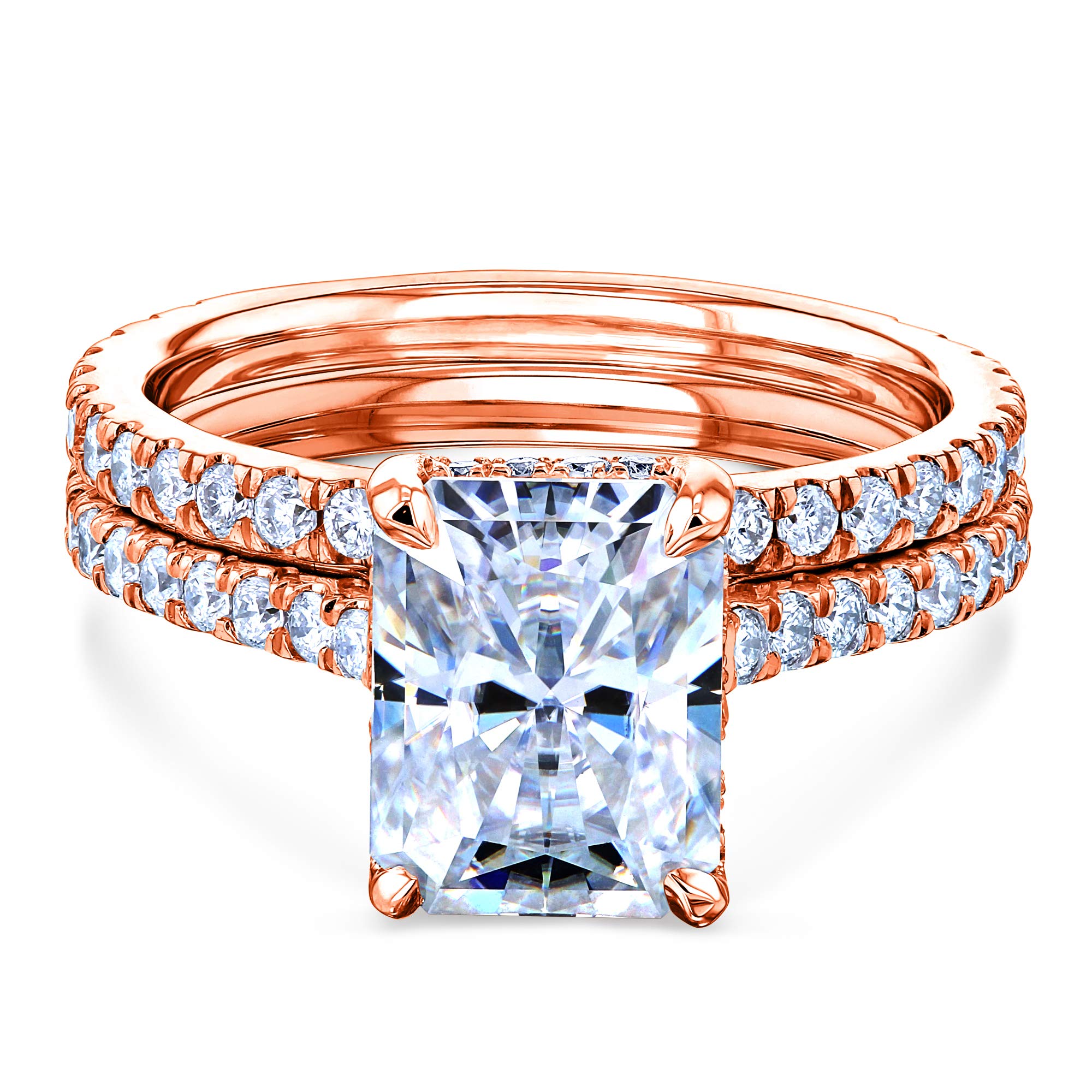 2.7ct Radiant Cut Moissanite Drop Halo Engagement Ring Set - Wedding, Anniversary & Proposal Jewelry for Women