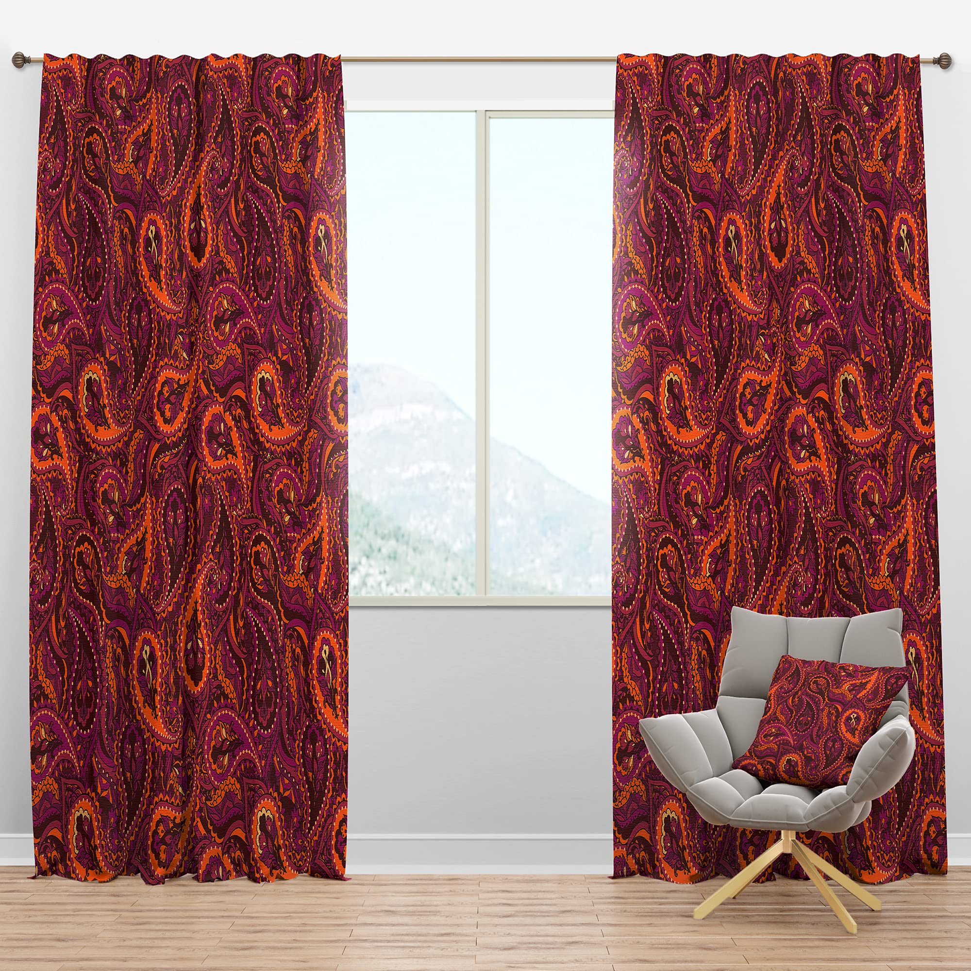 DesignQ Blackout Curtains - Paisley Indian Pattern Thermal Insulated Drapes for Bedroom & Living Room (52x120, Single Panel) - Perfect for Noise Reduction, Light Blocking & Energy Efficiency