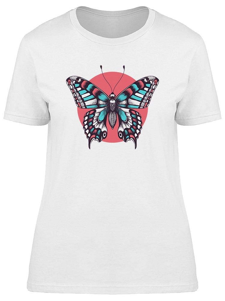 Red Circle Butterfly Print Women's T-Shirt | Soft Cotton Casual Tee for Everyday Wear & Street Style