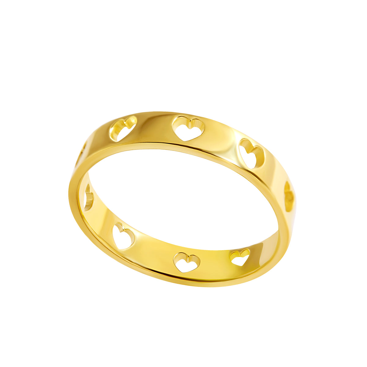 Gold Heart Band Ring for Women - Elegant Stackable Love Ring for Valentine's Day, Anniversary Gift, Everyday Wear Jewelry
