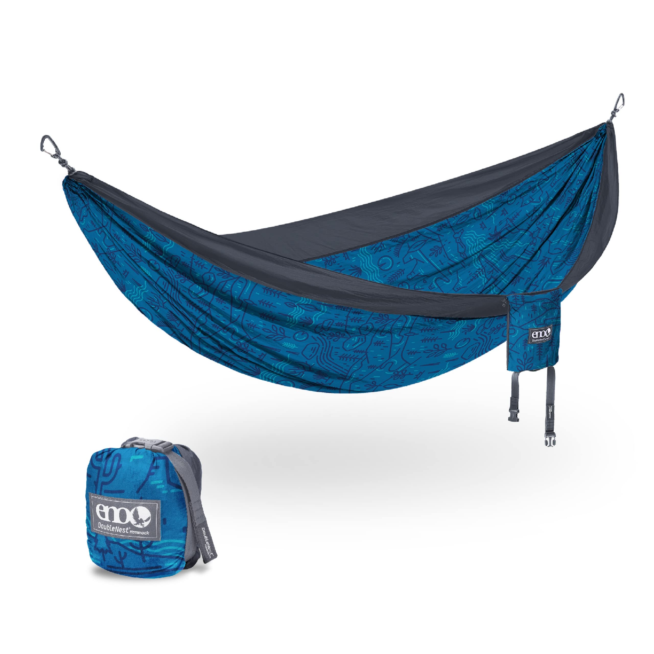 ENO DoubleNest Hammock - Lightweight & Portable 2-Person Camping Hammock for Outdoor Adventures - Perfect for Backpacking, Hiking, Beach, Travel & Festivals - National Park Foundation Charcoal - Great for Relaxing in Parks, Backyards & Campgrounds