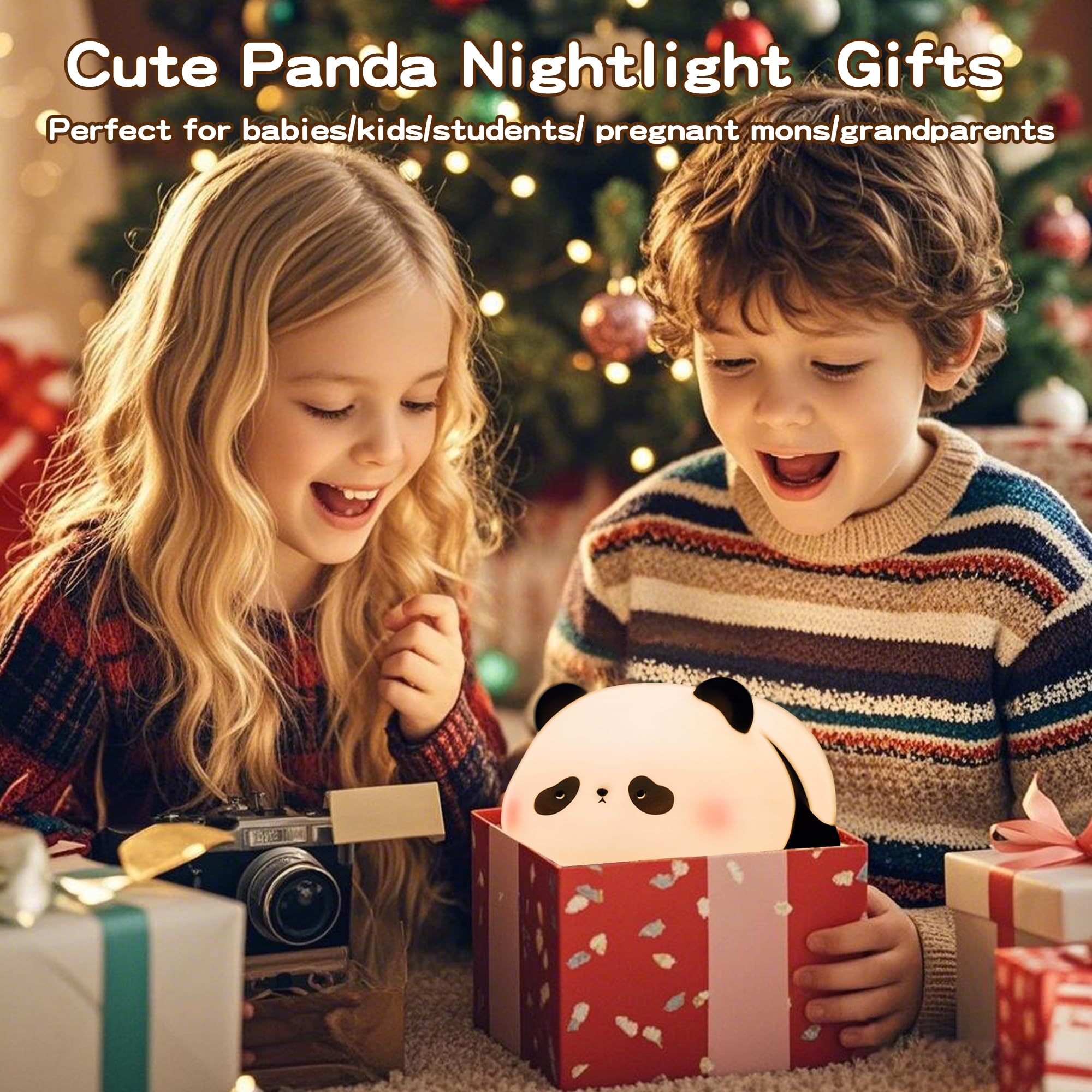 LED Panda Night Light for Kids - Dimmable Silicone Nursery Lamp, Cute Animal Nightlight for Baby Boys & Girls Room, Office Desk Decor | Safe Sleep Aid & Gift Idea for Birthdays
