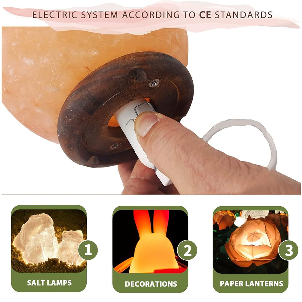 ZIGefofo 2 Pack Salt Rock Lamp Power Cord with On/Off Switch - 5m E14 Bulb Holder - White - Perfect for Himalayan Salt Lamps in Bedroom, Living Room & Kitchen Decor