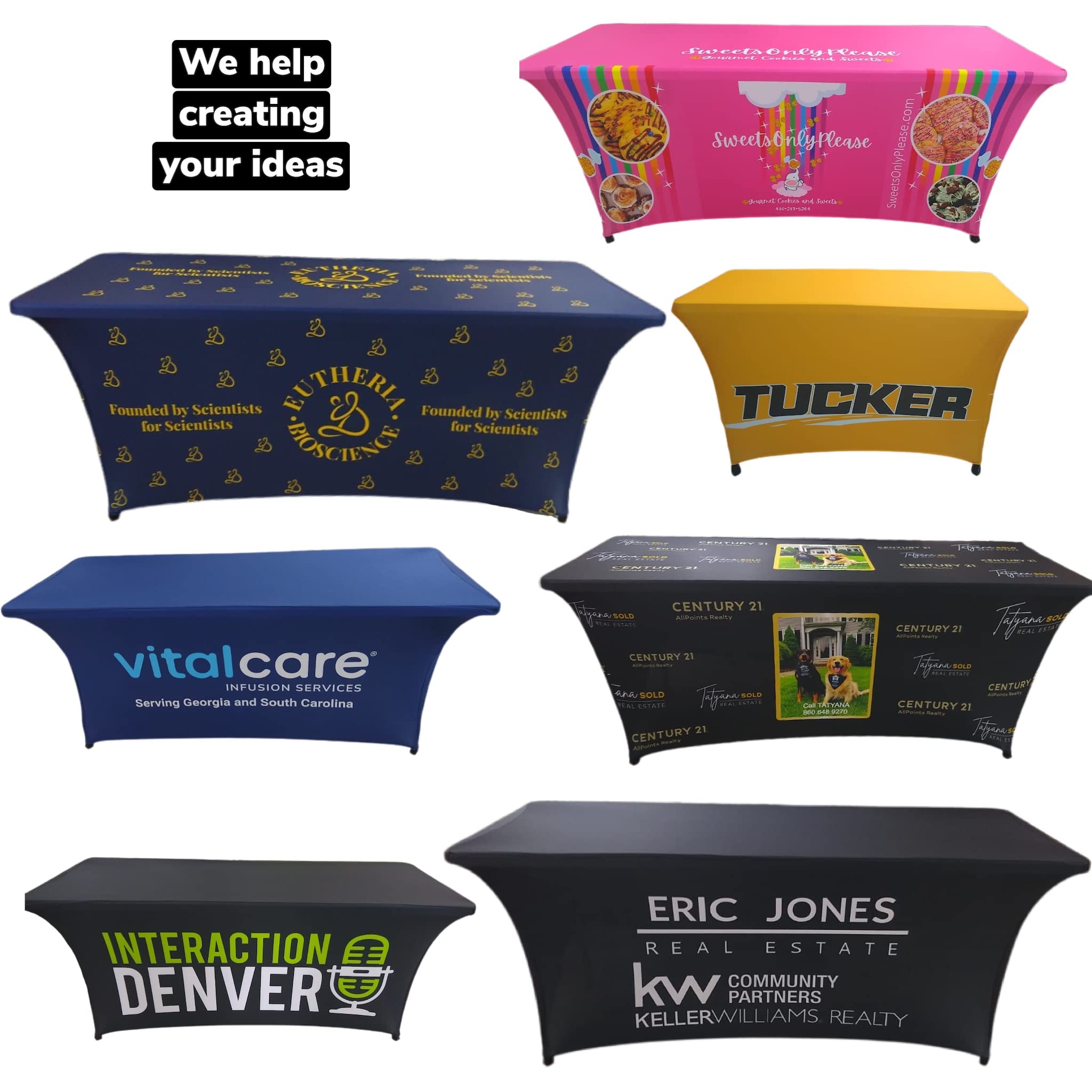 Customized Tablecloth 4FT 6FT 8FT - Personalized Table Runner for Trade Shows, Birthday, Wedding, Anniversary & Mantel Decor - Rectangular Spandex Fabric - Perfect for Events, Parties & Home Decor