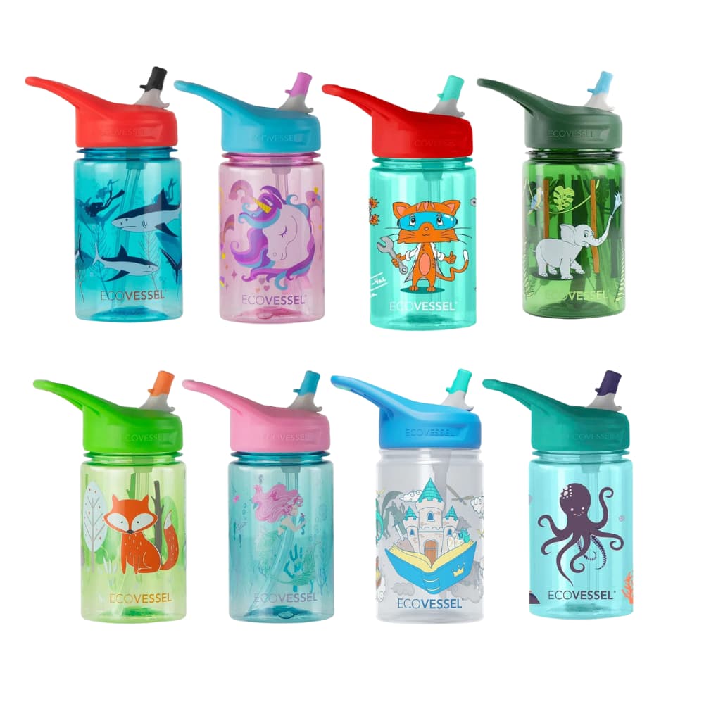 EcoVessel Splash Kids Tritan Water Bottle 12oz - BPA Free, Leak Proof, Durable for School, Sports & Outdoor Activities