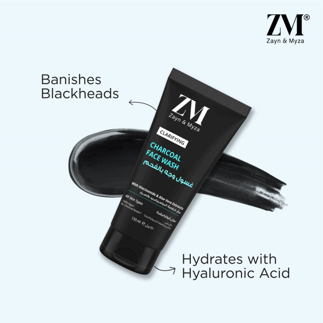 ZM Zayn & Myza Charcoal Deep Cleansing Face Wash - 150ml for Oily & Acne-Prone Skin | Detoxifying & Pore Minimizing | Daily Skincare Routine