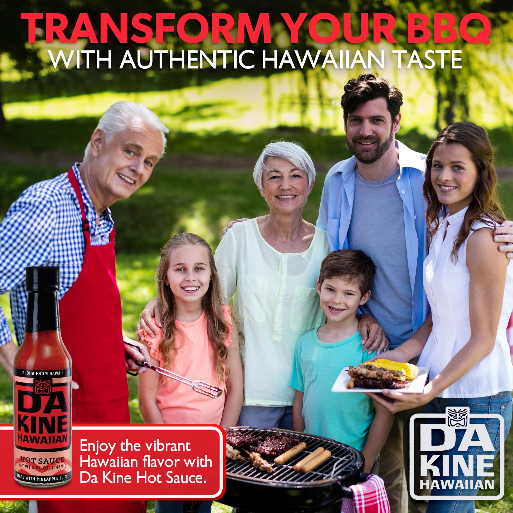 Da Kine Hawaiian Gourmet Pineapple Hot Sauce - Vegan & Gluten-Free, Small Batch Crafted, Sweet & Spicy Flavor - Perfect for Tacos, Burgers, Seafood & BBQ - 5 fl oz Hot Sauce Bottle (1-Pack)
