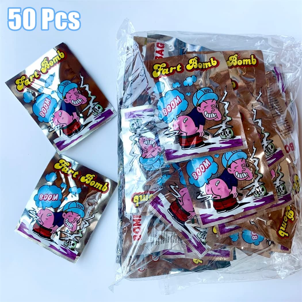 50pcs Stink Bombs Prank Bag - Funny Fart Joke Gag Gift for Parties, Halloween Prank Toys, Office Pranks & April Fools Day Gifts - Stinky Smelly Bomb Pouch for Practical Jokes