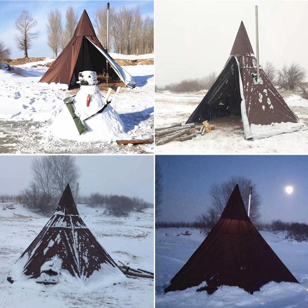 Latourreg Portable Waterproof 5-Person Camping Tent - Lightweight Pyramid Teepee Tent with Stove Jack for Outdoor Adventures, Hiking, Backpacking & Family Camping Trips