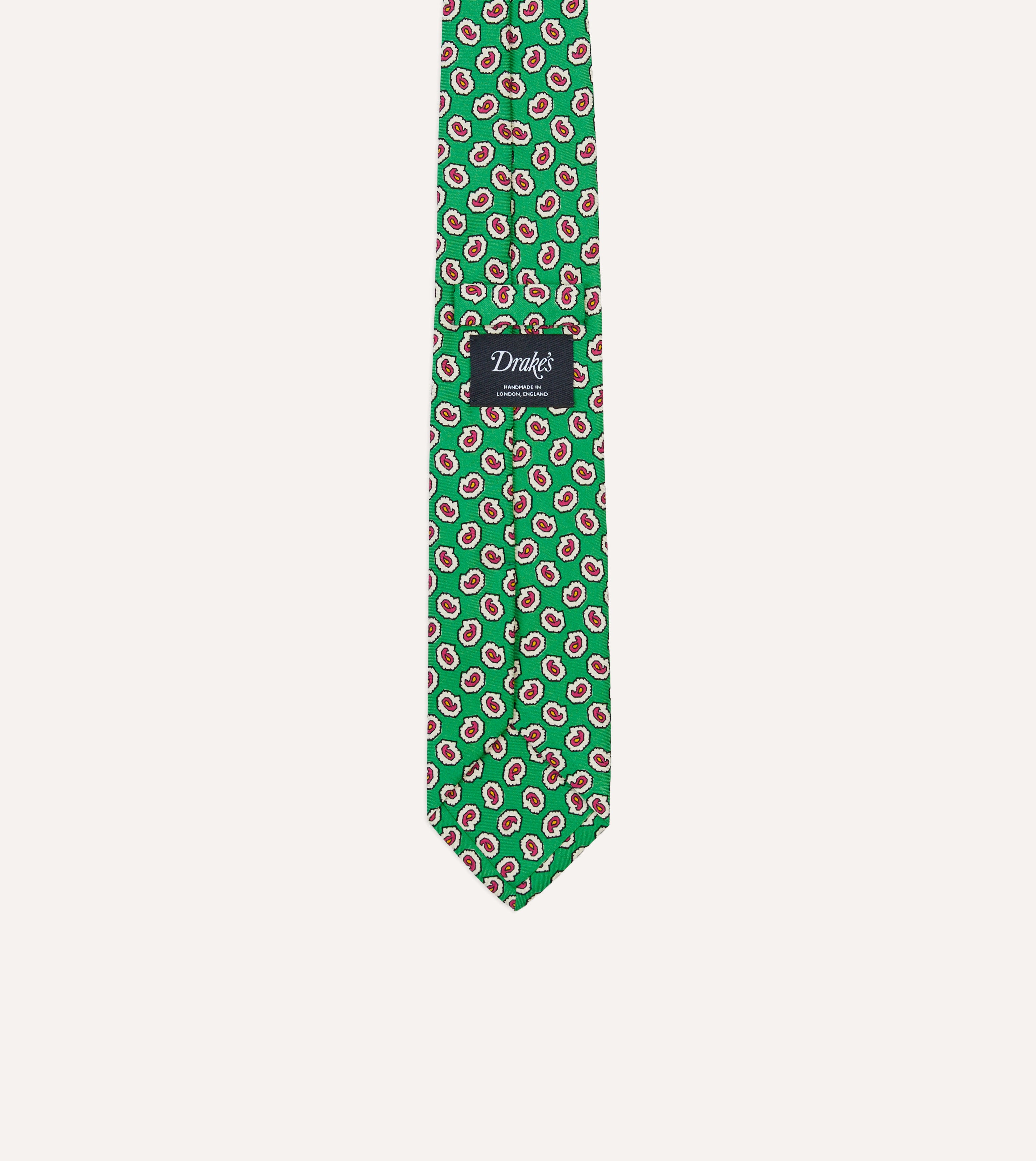 Green Small Paisley Leaf Print Silk Self-Tipped Necktie for Men - Elegant Formal Wear for Weddings, Business Meetings & Special Occasions