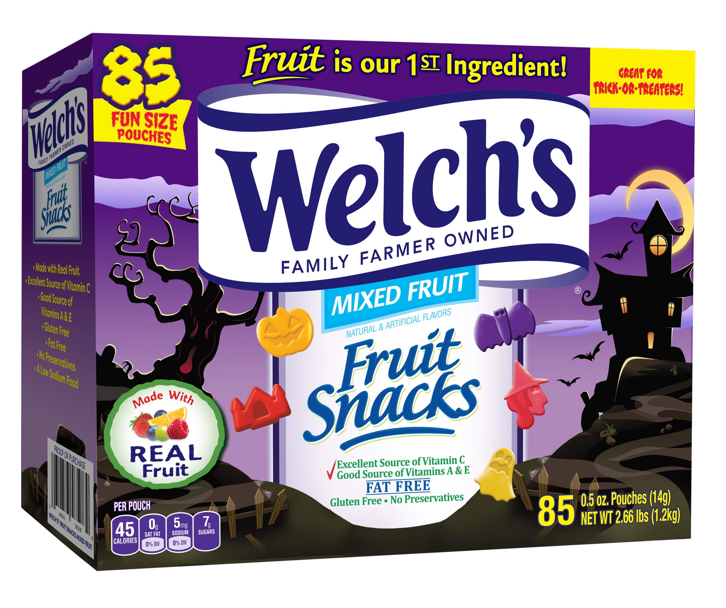 Welch's Fruit Snacks Variety Pack - 2 Sets of 85 Count (0.5 oz Each) | Halloween Fun Size Mixed Fruit Flavors | Healthy Snacks for Kids, Lunch Box, Parties & On-the-Go