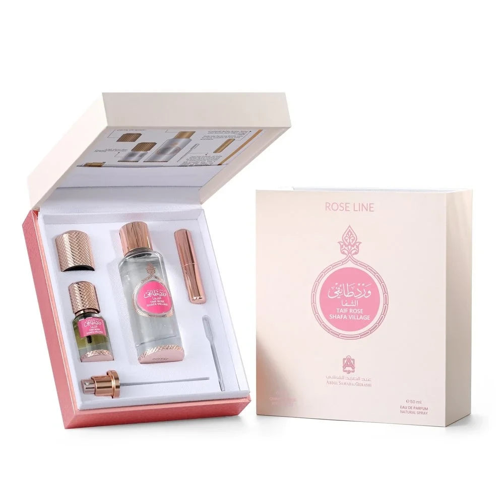 Taif Rose Shafa Village 6ml Pure Essential Oil + 50ml Eau De Parfum Set - Luxury Fragrance for Aromatherapy, Perfume & Gift Giving
