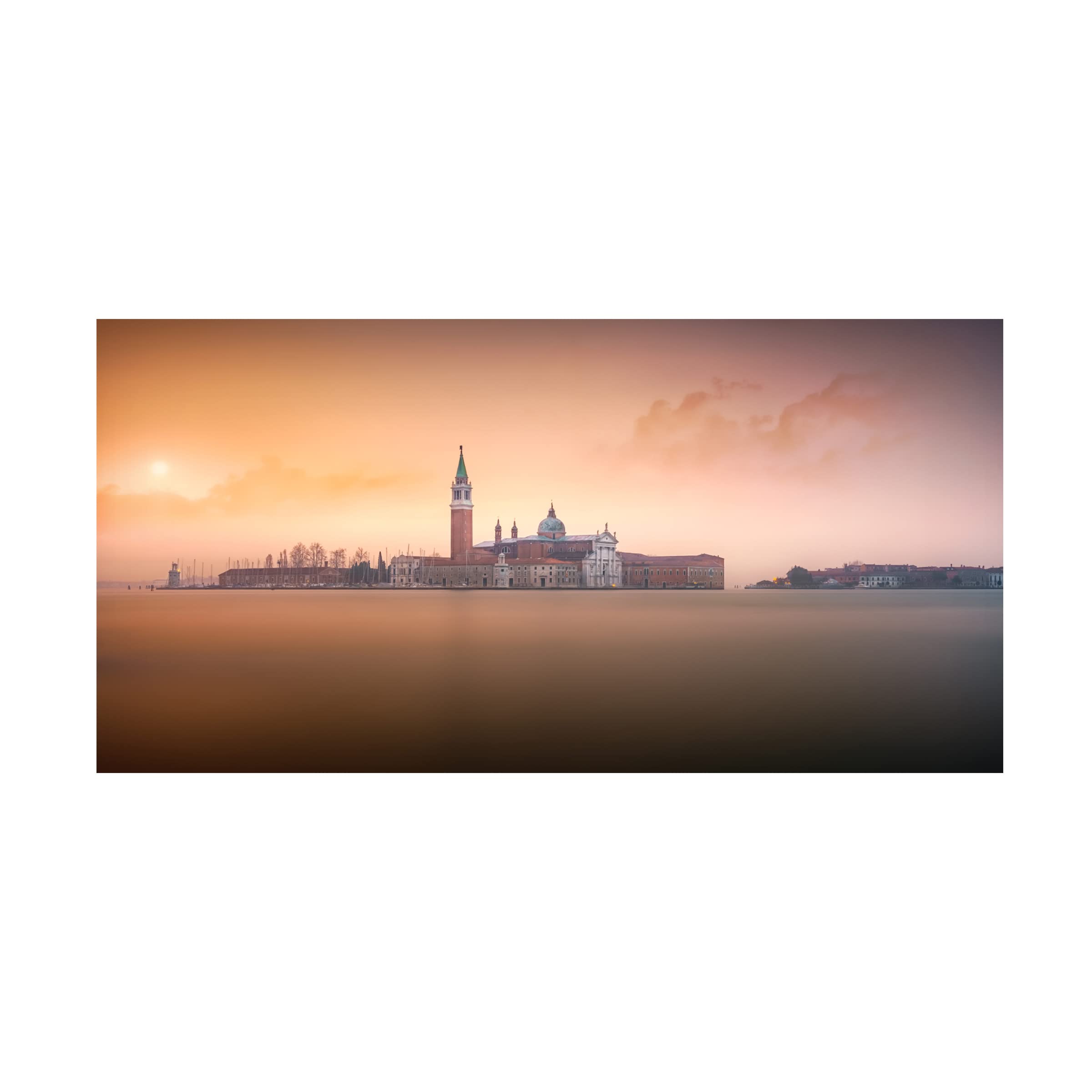 Trademark Fine Art 'Venice Pink Sunrise' Canvas Wall Art by Joana Duenas - Romantic Sunrise Painting for Living Room, Bedroom & Office Decor