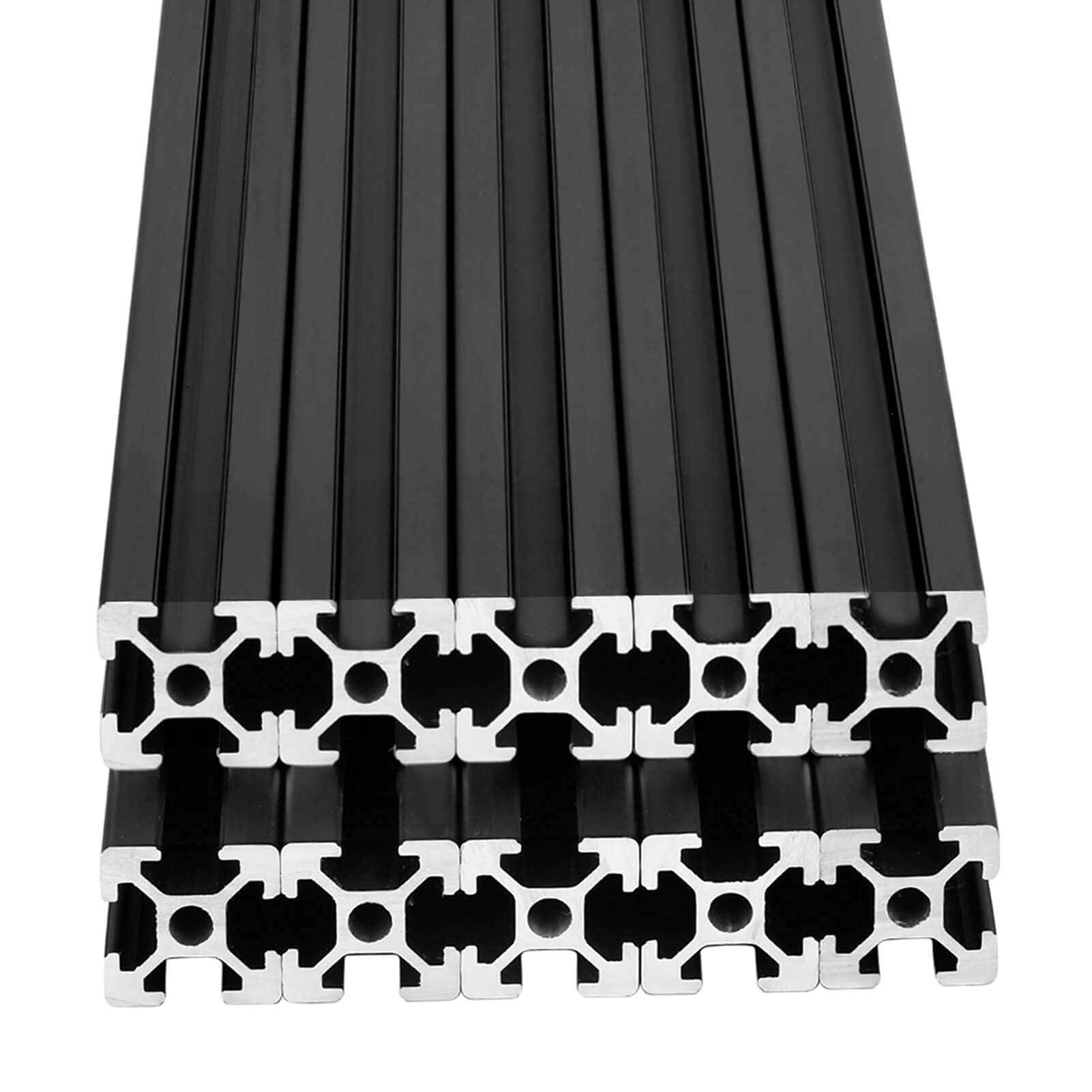 10pcs 1000mm (39.4inch) T Slot 2020 Aluminum Extrusion - European Standard Anodized Linear Rail for 3D Printer Parts, CNC Machines & DIY Projects - Black | Perfect for Building Frames, Enclosures & Motion Systems