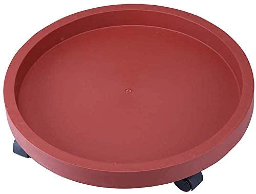 Heavy Duty Round Plant Caddy with Removable Tray & Wheels - Universal Plastic Flower Pot Stand for Indoor/Outdoor Garden, Home Decor (Red, Large) | Perfect for Moving Potted Plants on Patio, Balcony or Living Room