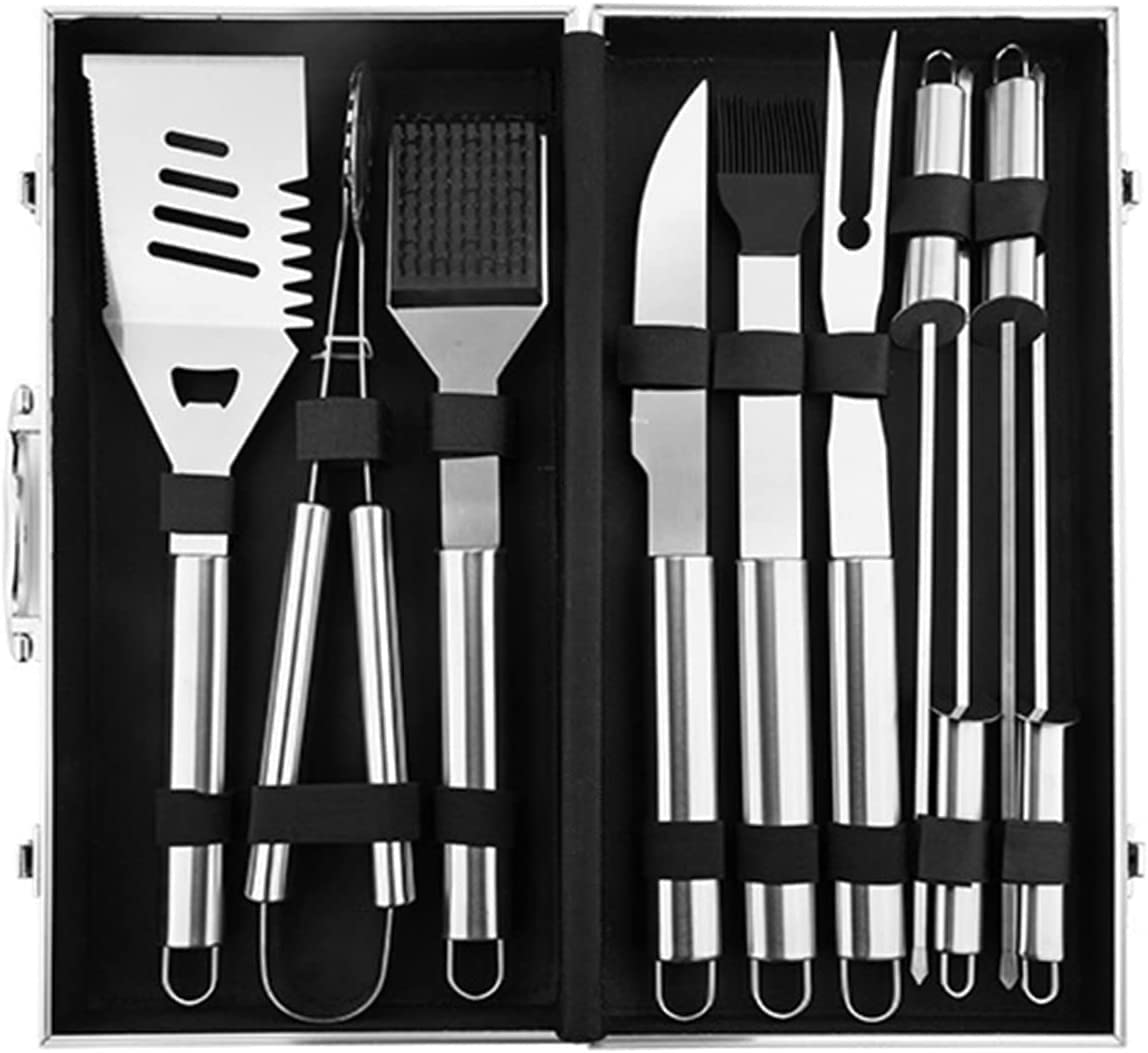 Premium 10-Piece Stainless Steel BBQ Grill Accessories Set - Heavy Duty Grilling Utensils with Storage Box for Outdoor Barbecue, Camping & Backyard Cooking - Perfect Gift for Grill Masters & Home Chefs (Ideal for Summer BBQs, Tailgating & Picnics)