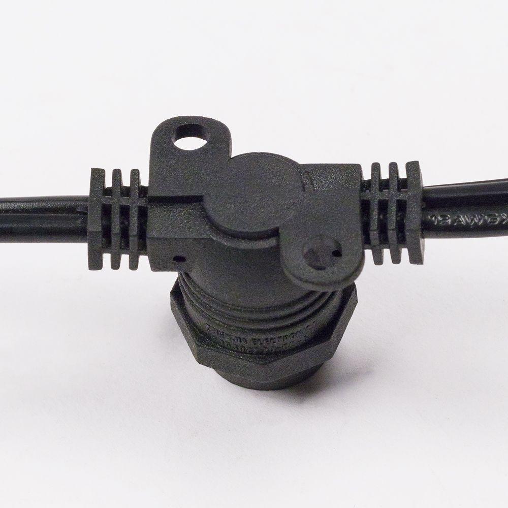 50 Socket Outdoor Commercial String Lights - 54 FT Black Weatherproof Cord with E12 C7 Base - Perfect for Patio, Garden, Restaurant & Wedding Decorations
