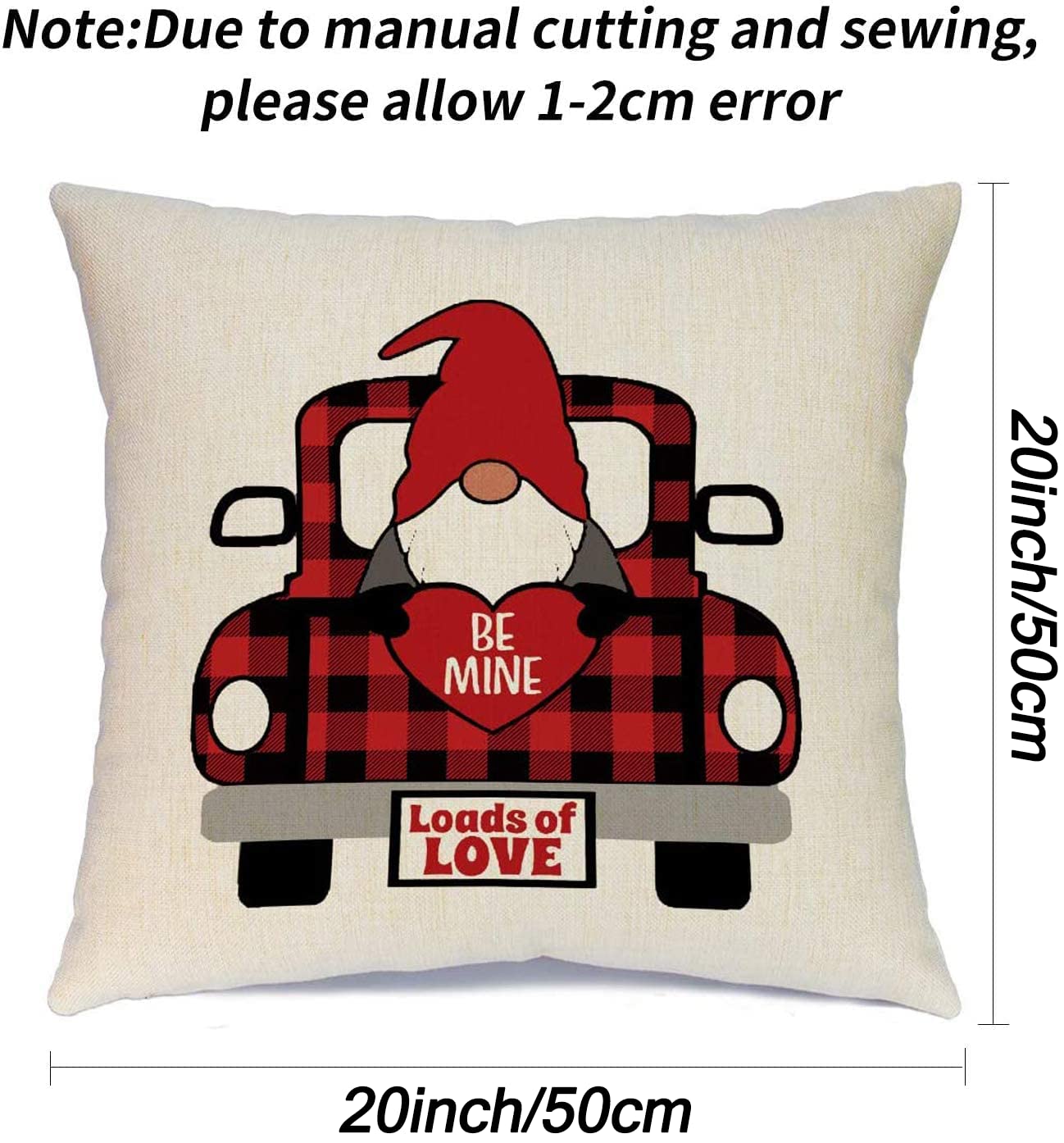 Ueerdand Valentine's Day Pillow Covers 20x20 Inch Set of 4 - Red Truck, Heart Tree & Love Themed Throw Pillow Cases for Home Decor | Perfect for Couples Gifts, Living Room Sofa & Bedroom Decoration