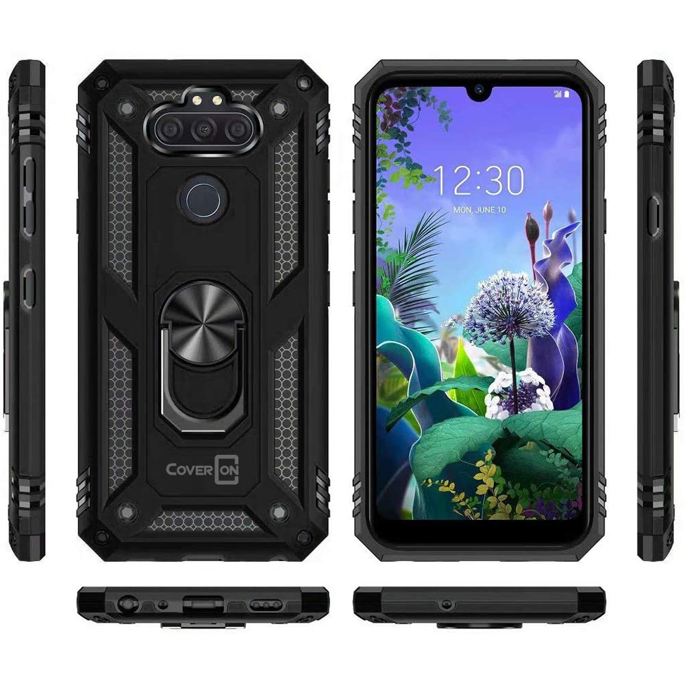 CoverON Ring Kickstand Case for LG Tribute Monarch/Risio 4/K8x - Rugged Magnetic Mount Phone Cover (Black) | Perfect for Hands-Free Viewing & Secure Car Mounting
