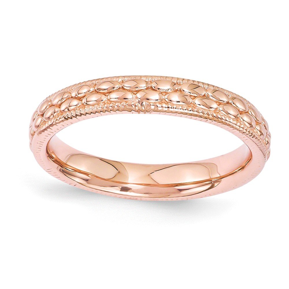 Sterling Silver Rose Gold Plated Patterned Ring - Size 9 | Elegant Stackable Jewelry for Women, Perfect for Weddings, Anniversaries & Everyday Wear