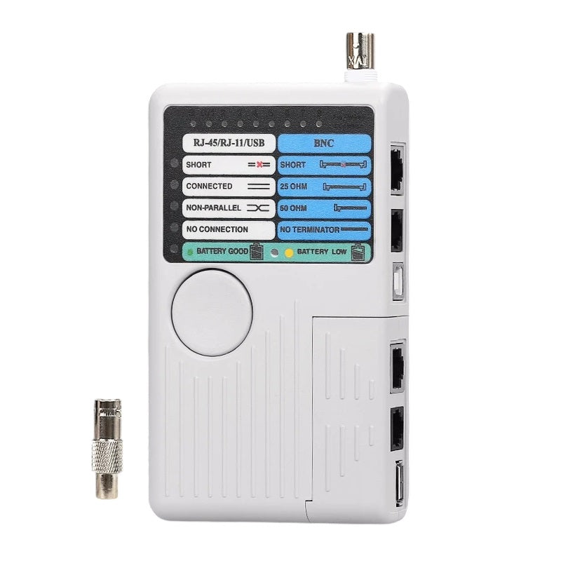 RJ11 RJ45 USB BNC 4-in-1 Cable Tester - Multifunction Network Connectivity Tester for Ethernet, Phone Lines, USB Devices & Security Cameras - Perfect for IT Professionals, Network Installations & Home Office Setup