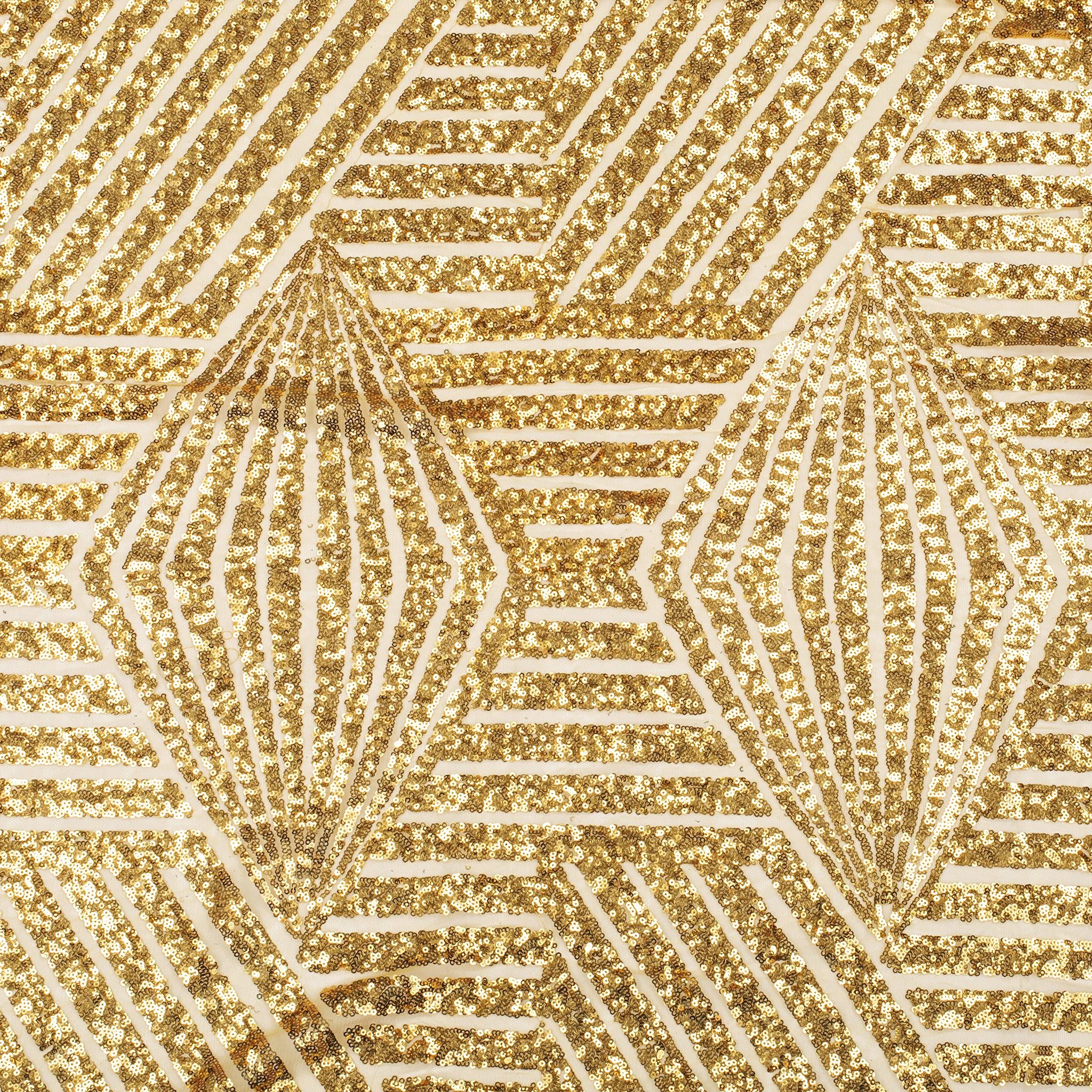 Gold Geometric Glitz Art Deco Sequin Fabric Bolt - 10 Yards (1 Piece) - Perfect for Evening Gowns, Home Decor, Wedding Decorations & DIY Fashion Projects