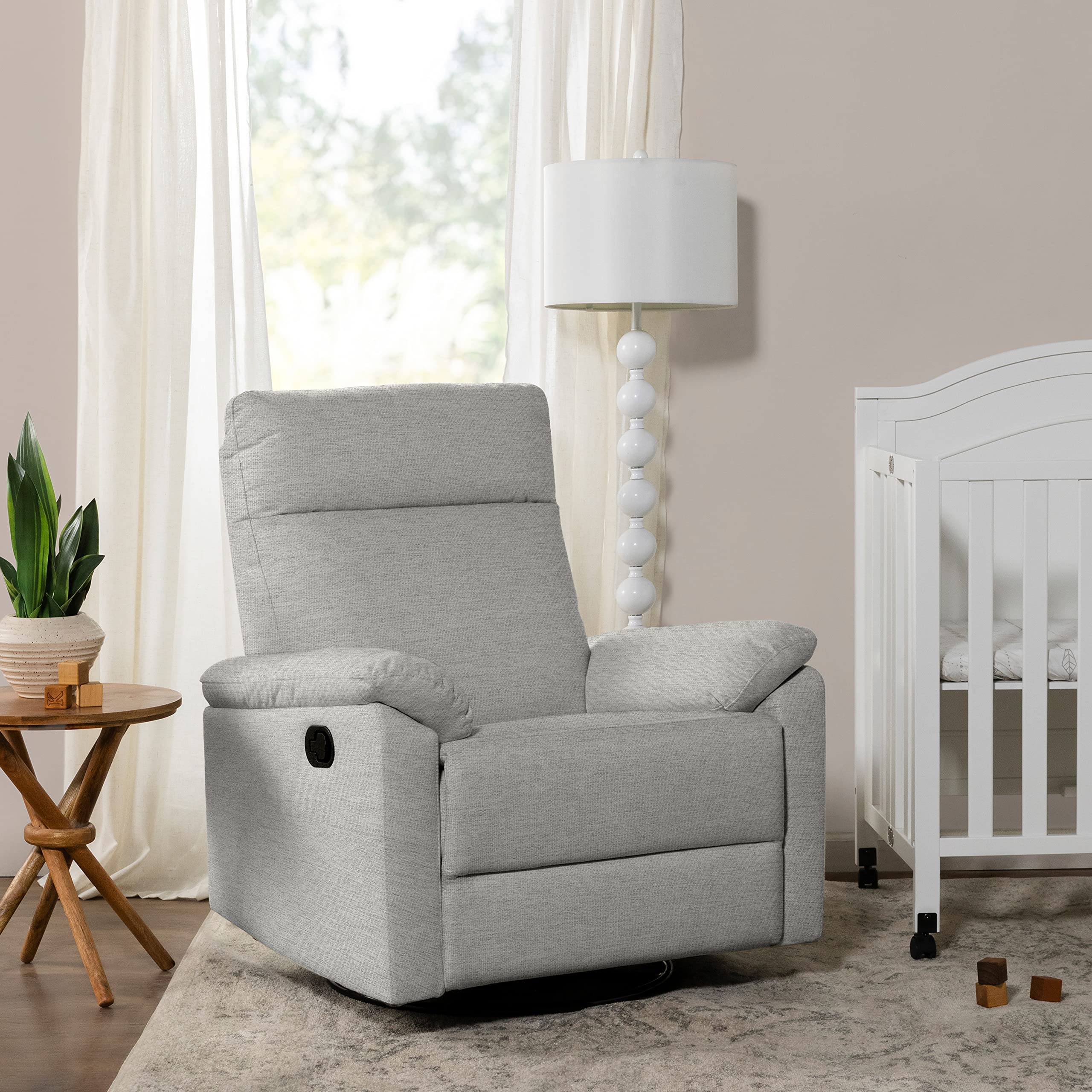DaVinci Suzy Glider Recliner Nursery Chair - 360° Swivel Rocking Recliner with GREENGUARD Gold, FSC & Certi-PUR US Certification - Comfortable Glider Rocker for Nursery, Living Room & Bedroom (Frost Grey) - Perfect for Breastfeeding, Reading & Relaxing