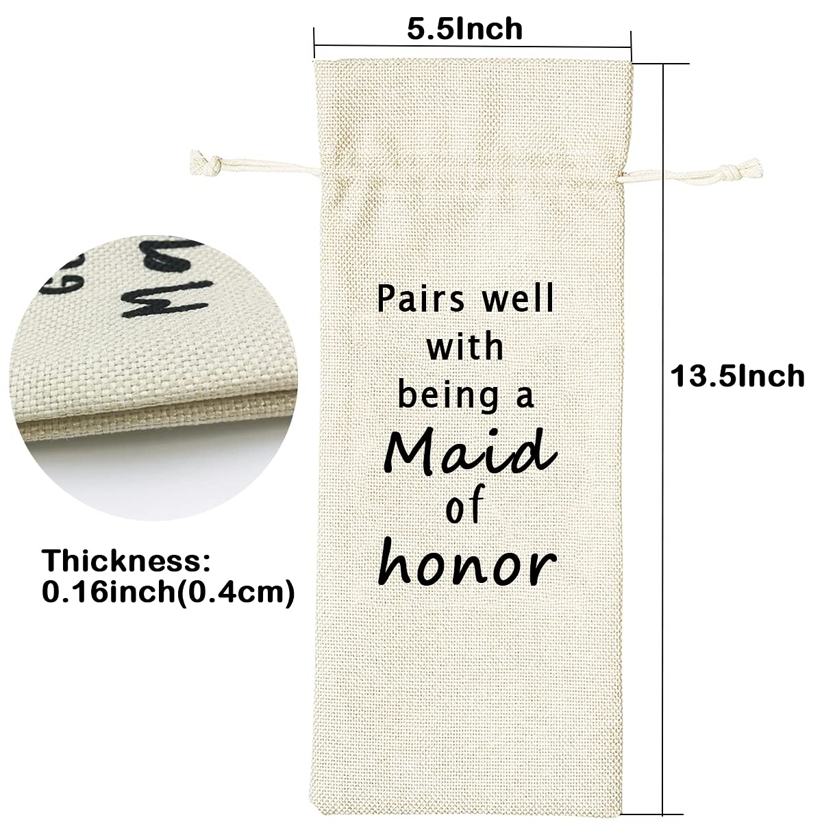 LANBAIHE Elegant Linen Wine Gift Bag for Wedding - Reusable Bridesmaid & Maid of Honor Wine Present - Perfect for Bridal Showers, Bachelorette Parties & Wedding Celebrations