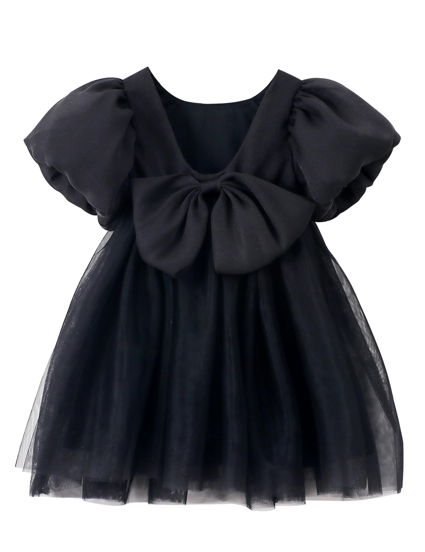 Toddler Girls Tutu Dress with Puff Sleeves - Backless Twirly Flared Princess Party Dress for Birthday & Flower Girls | Perfect for Birthday Parties, Pageants, Photo Shoots & Special Occasions