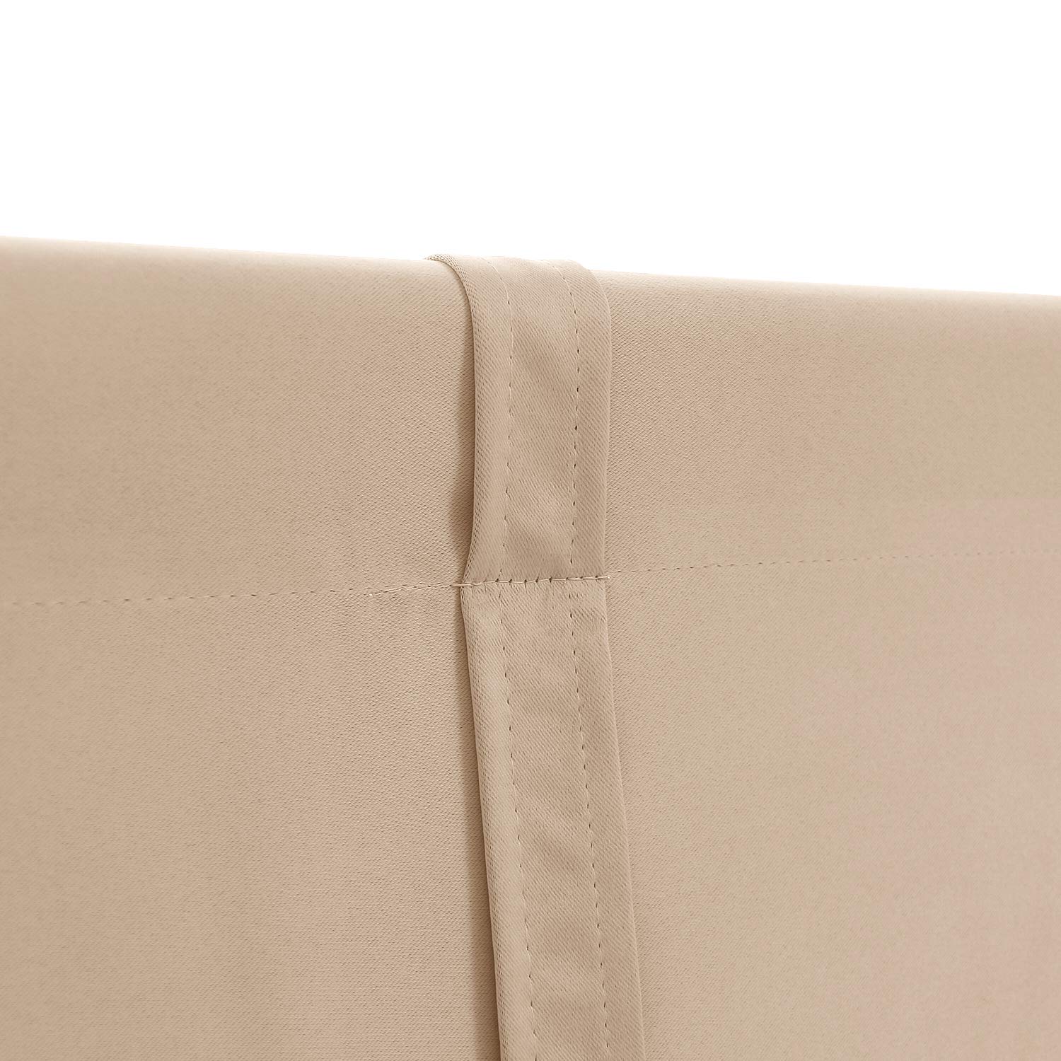 DWCN Blackout Curtains - Thermal Insulated Room Darkening Window Curtains with Rod Pocket & Tie-Up Shades, Beige, 42x45 Inches (1 Panel) - Perfect for Kitchen, Bedroom & Home Theater Light Control