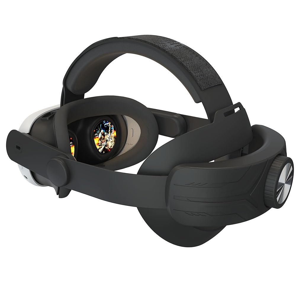 CRGANGZY Adjustable Lightweight Replacement Head Strap for Meta Quest 3 - Comfortable VR Headset Accessory Reduces Face Pressure (Black) - Perfect for Gaming, Virtual Reality & Extended Play Sessions