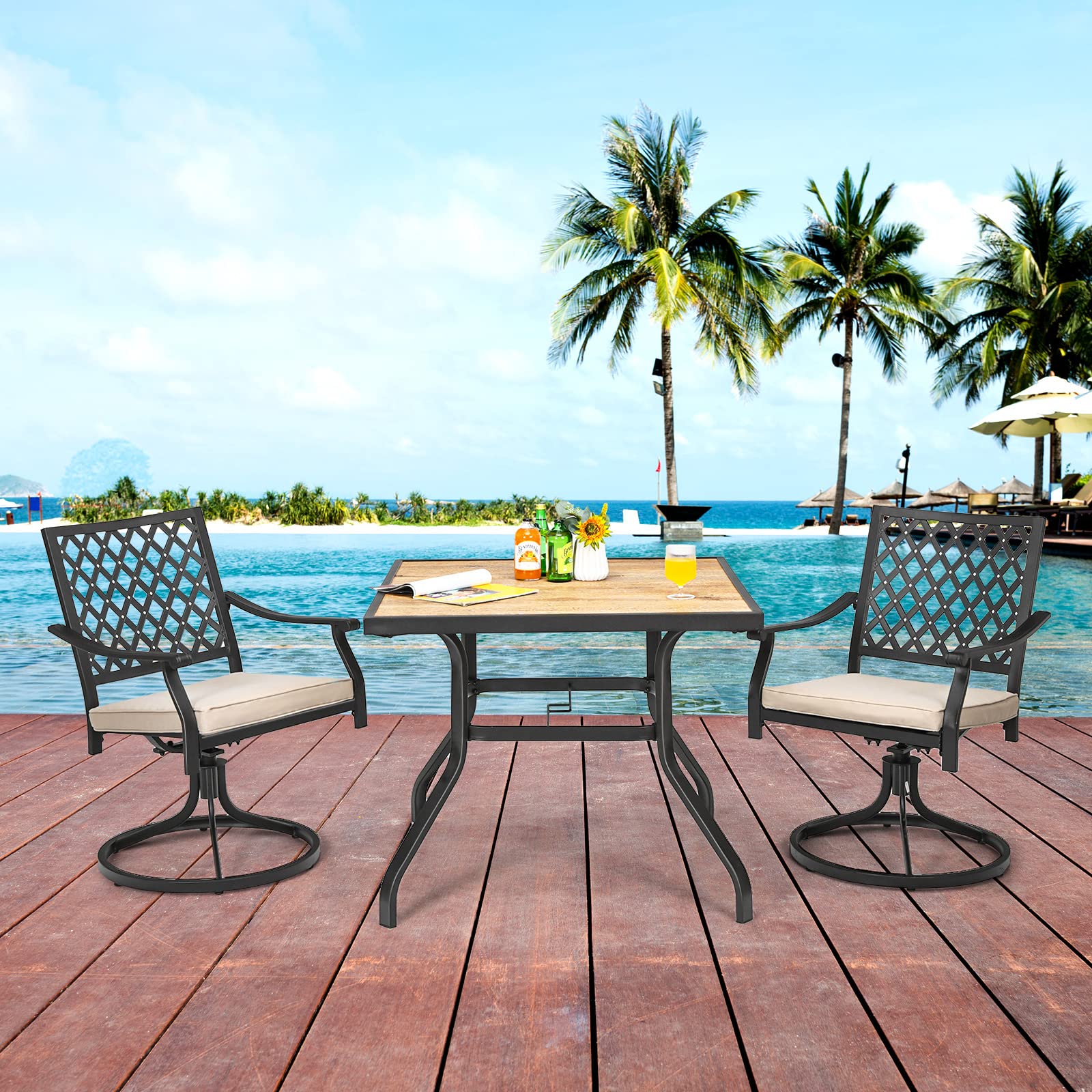Giantex Outdoor Square Bistro Table - Rustproof Steel Frame Patio Dining Table for Yard, Porch & Deck - Easy Assembly Garden Furniture for BBQ, Picnic & Outdoor Entertaining