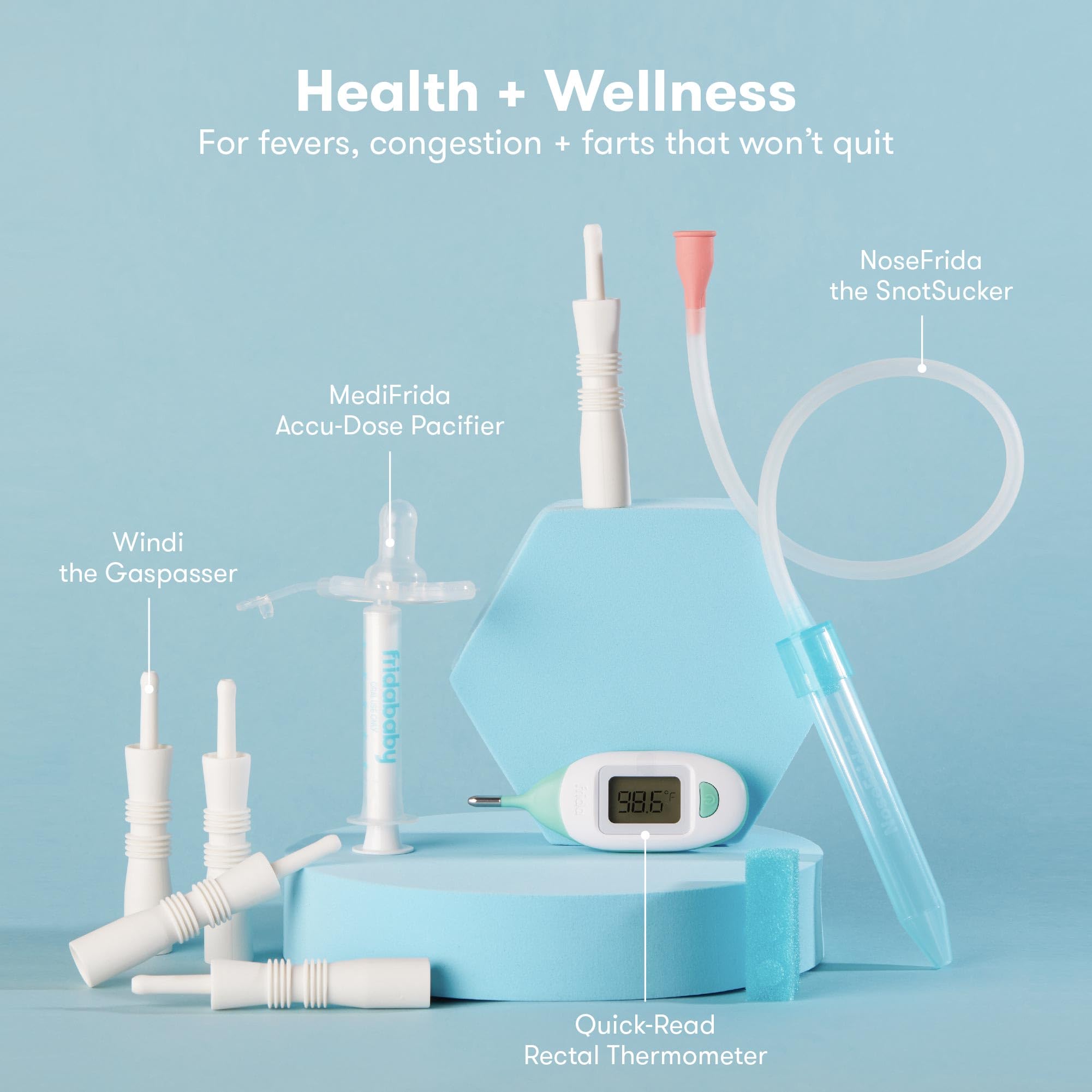 Frida Baby Ultimate Baby Care Kit - Newborn & Infant Essentials Gift Set with Wellness, Sick Day, Gas Relief, Grooming Tools & Teething Toys | Perfect Baby Shower Gift & Daily Care Solution